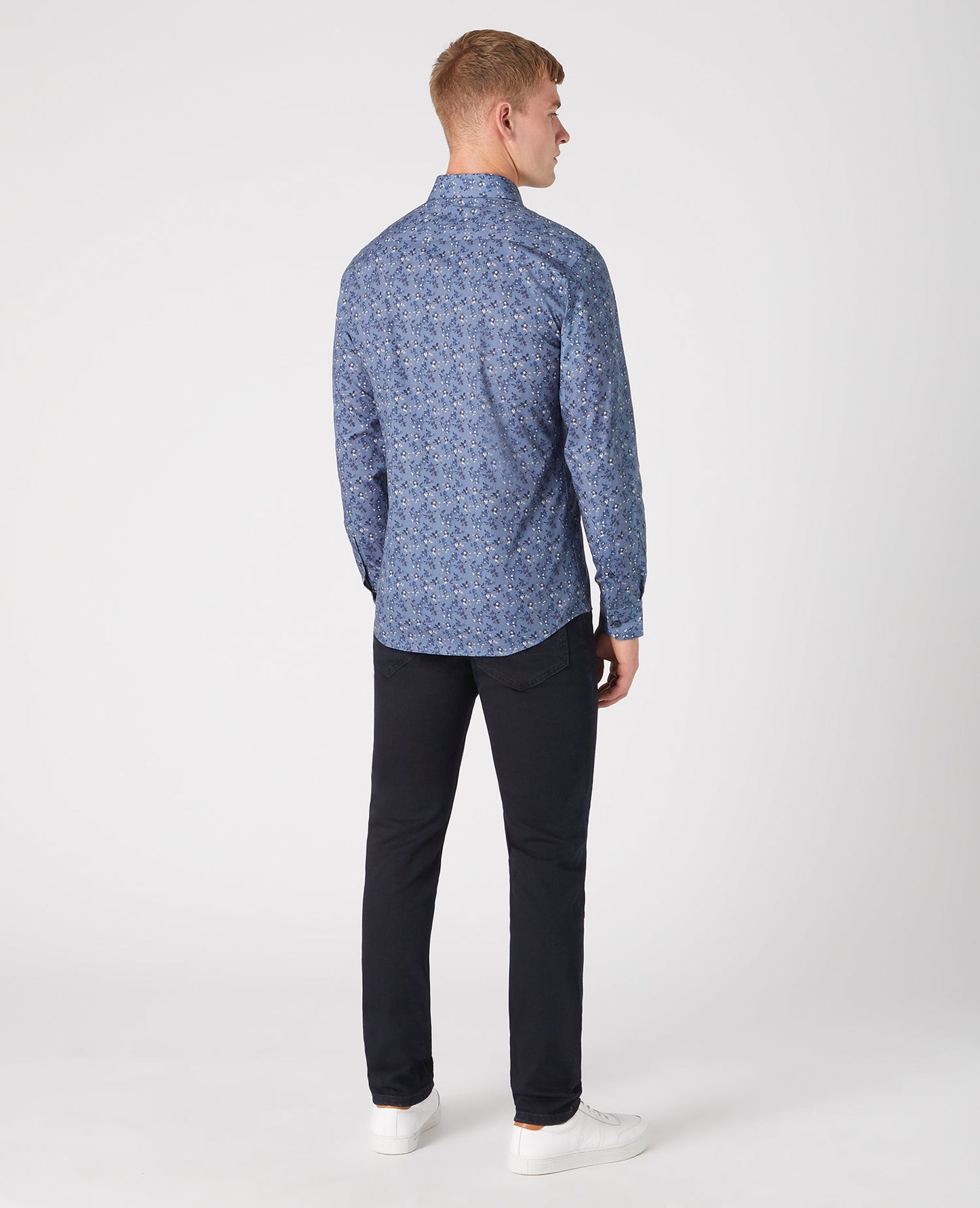 Tapered Fit Print Cotton-Stretch shirt