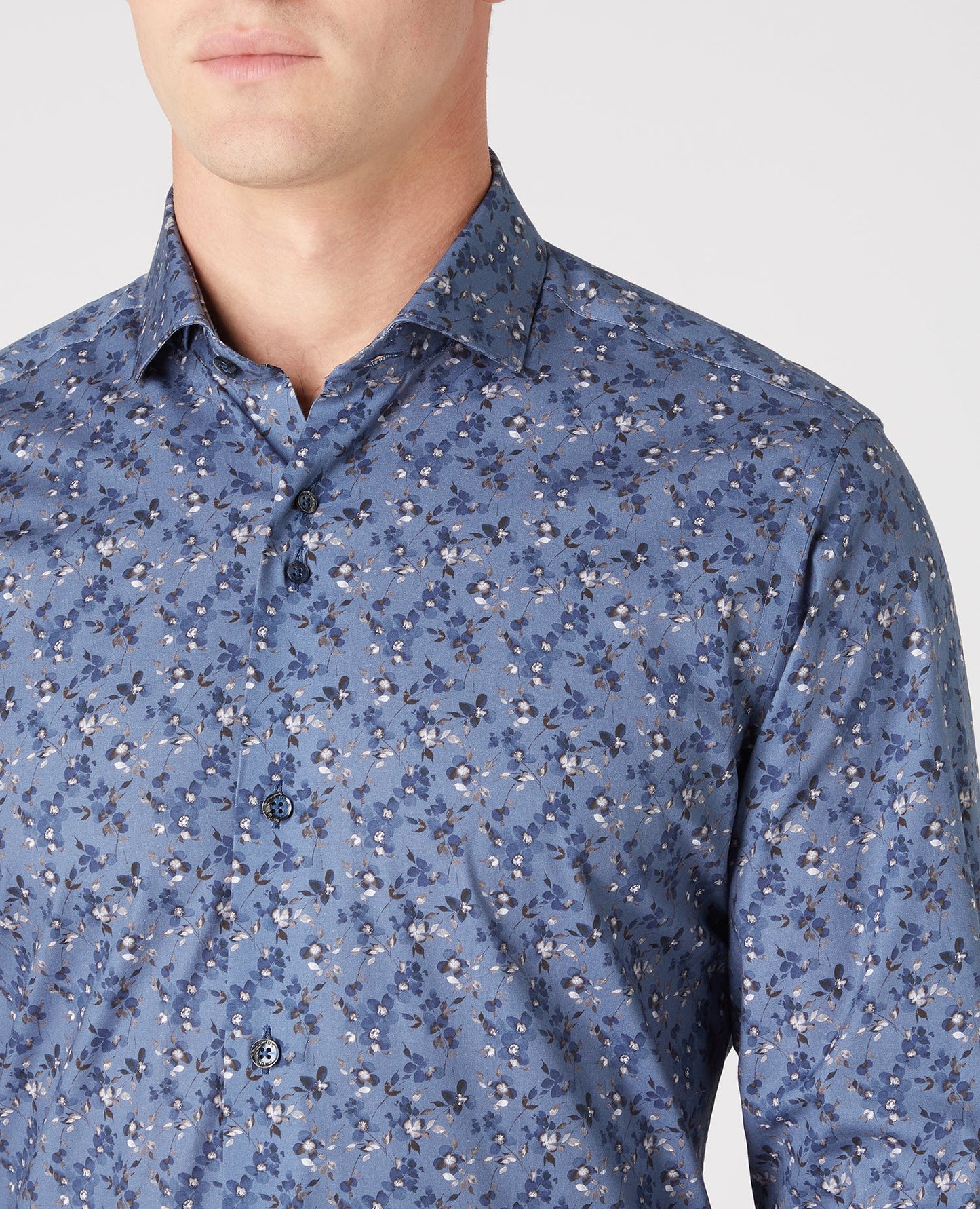 Tapered Fit Print Cotton-Stretch shirt