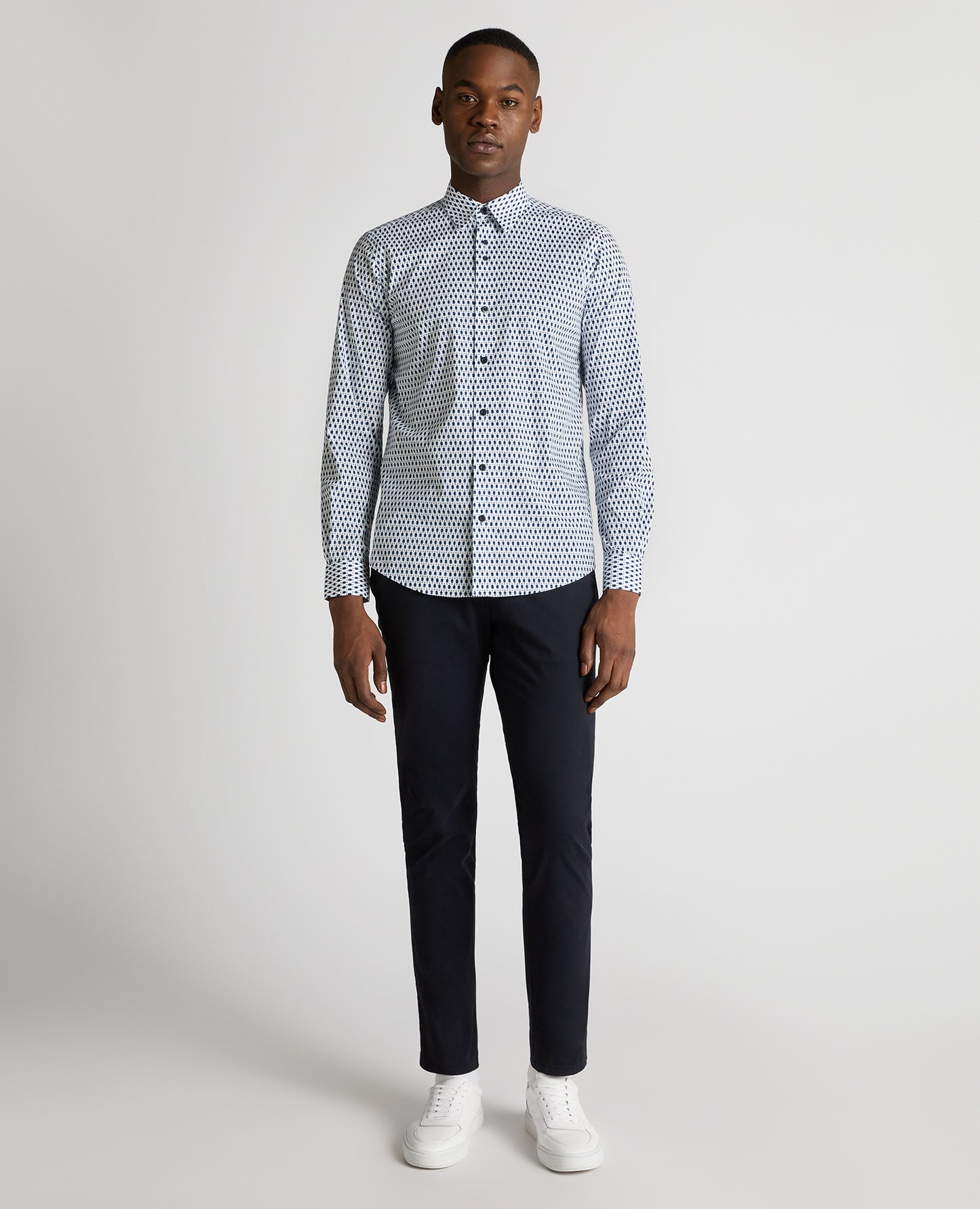 Regular Fit Print Cotton-Stretch Shirt