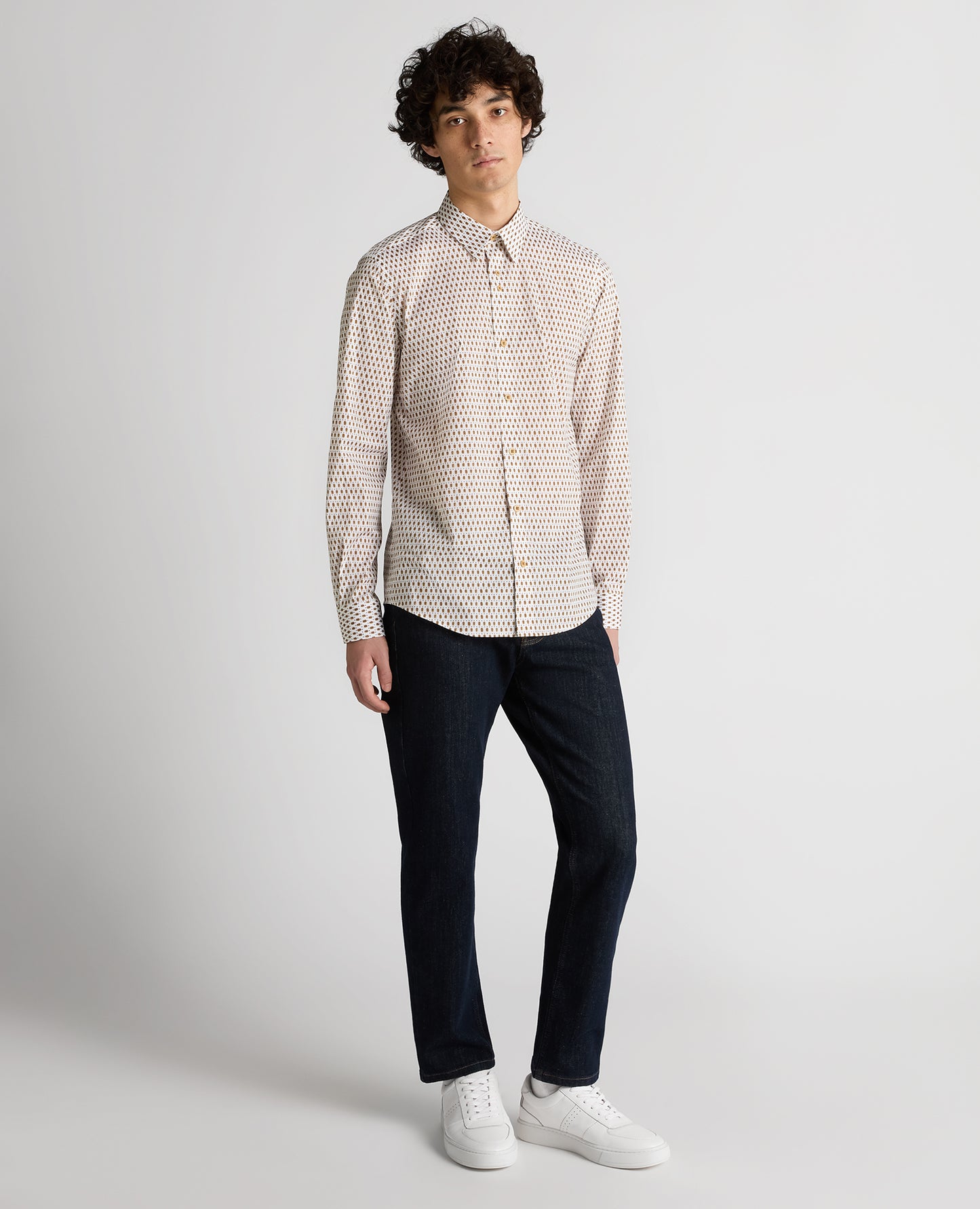 Regular Fit Print Cotton-Stretch Shirt