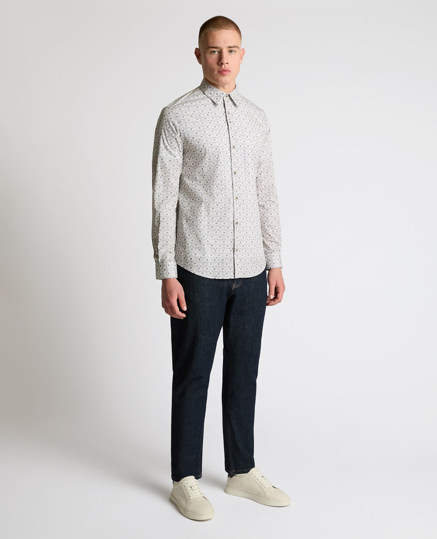 Regular Fit Print Cotton Stretch Shirt