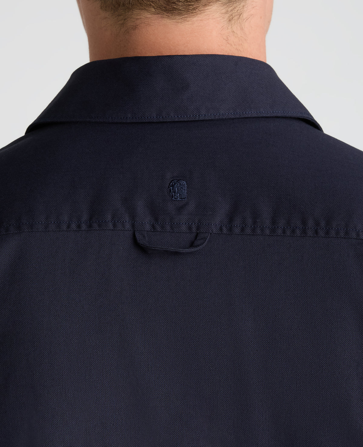 Navy Collared Cotton Blend Shacket