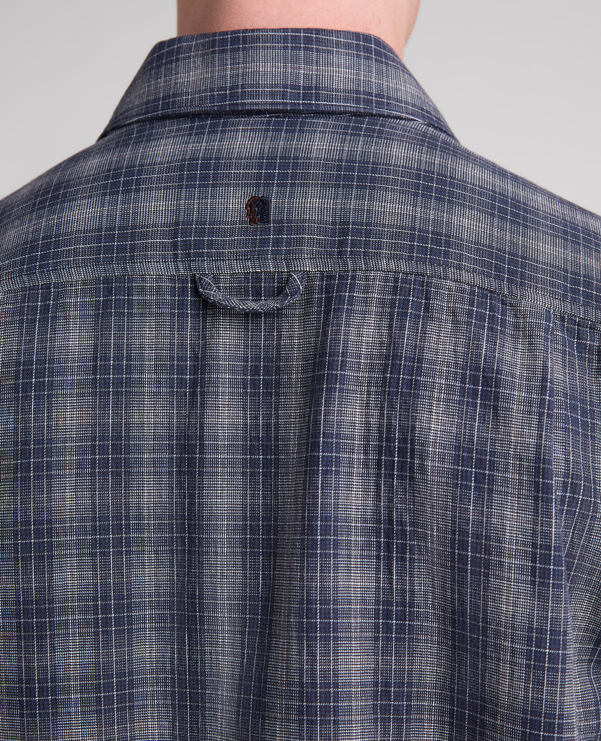 Dark Blue Plaid Cotton Stretch Shacket