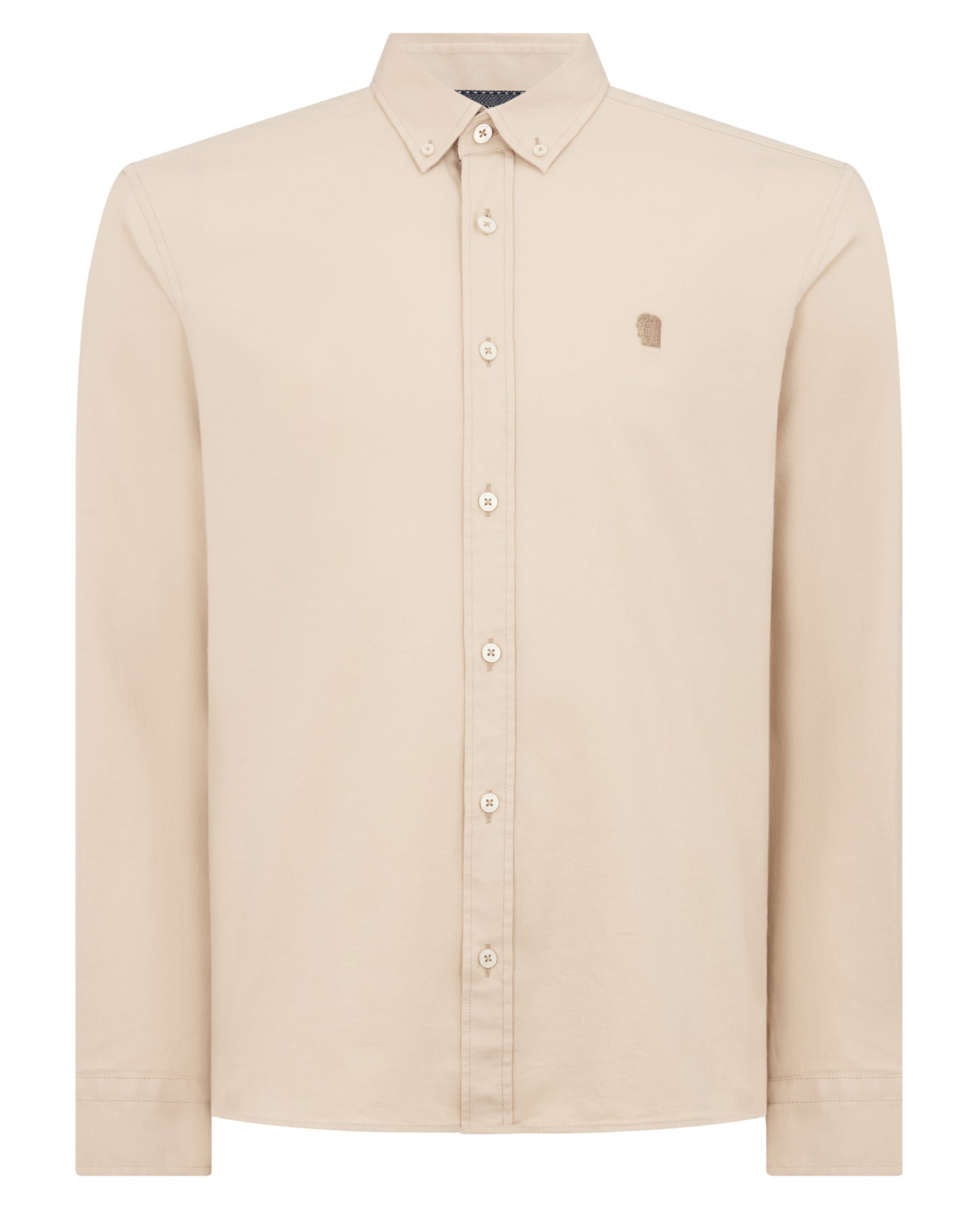 Man wearing a sand Slim Fit Cotton Stretch Shirt