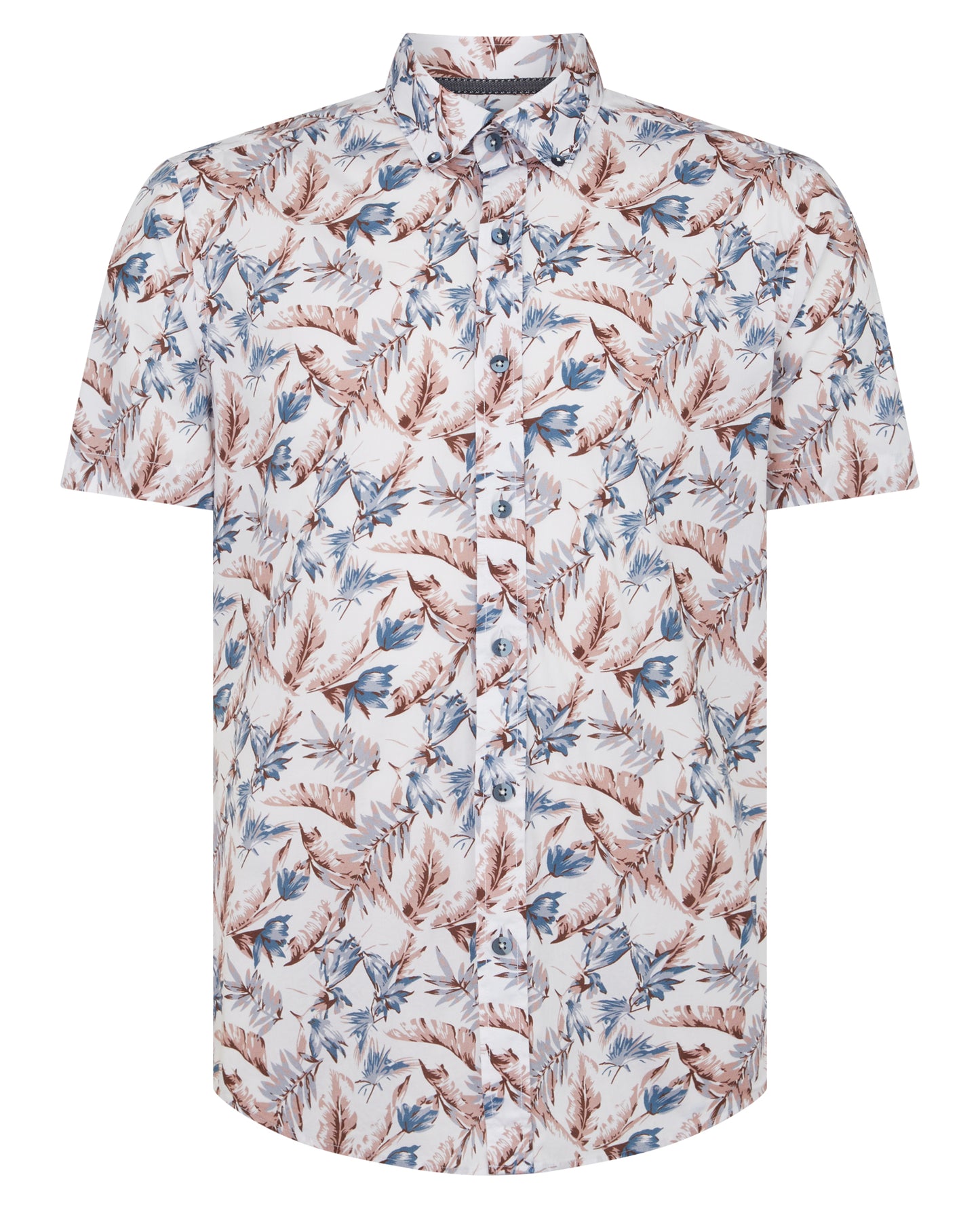 Tapered Fit Print Cotton Stretch Short Sleeve Shirt