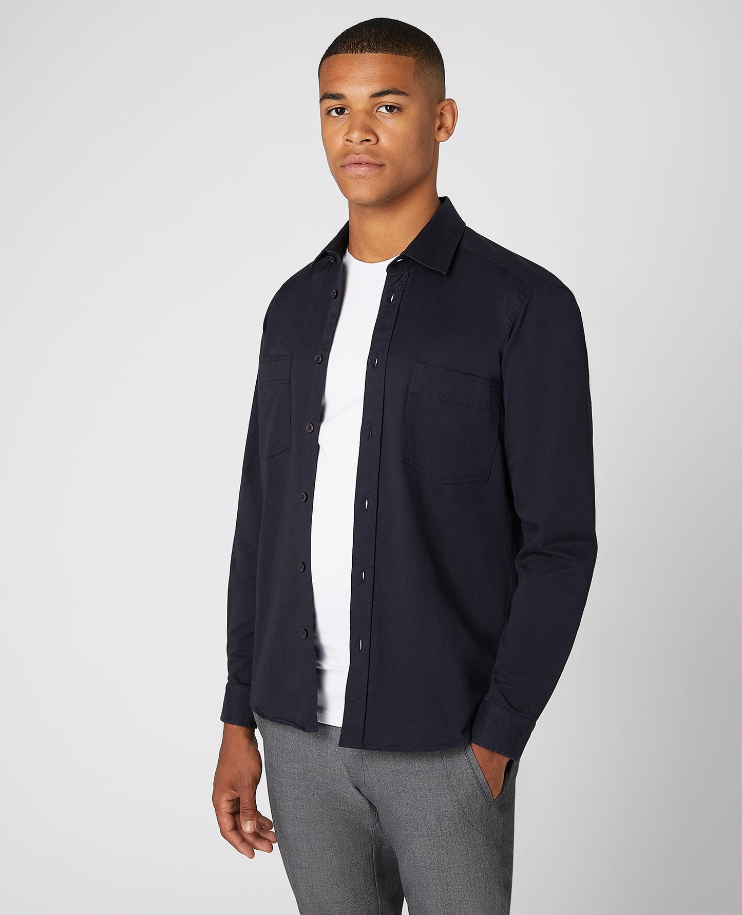 Regular Fit Cotton-Stretch Overshirt