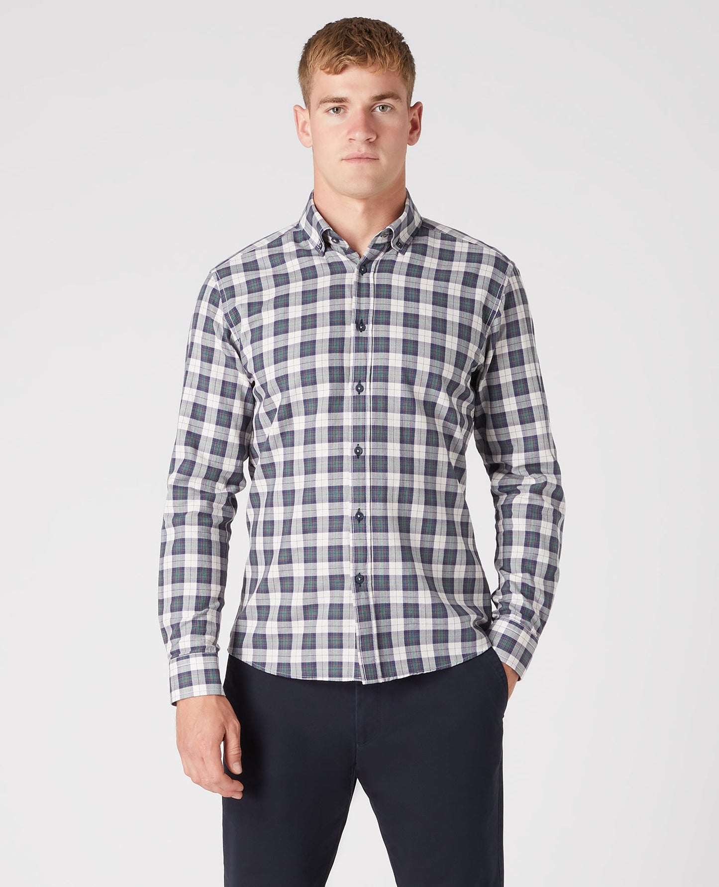 Tapered Fit Check Cotton Shirt