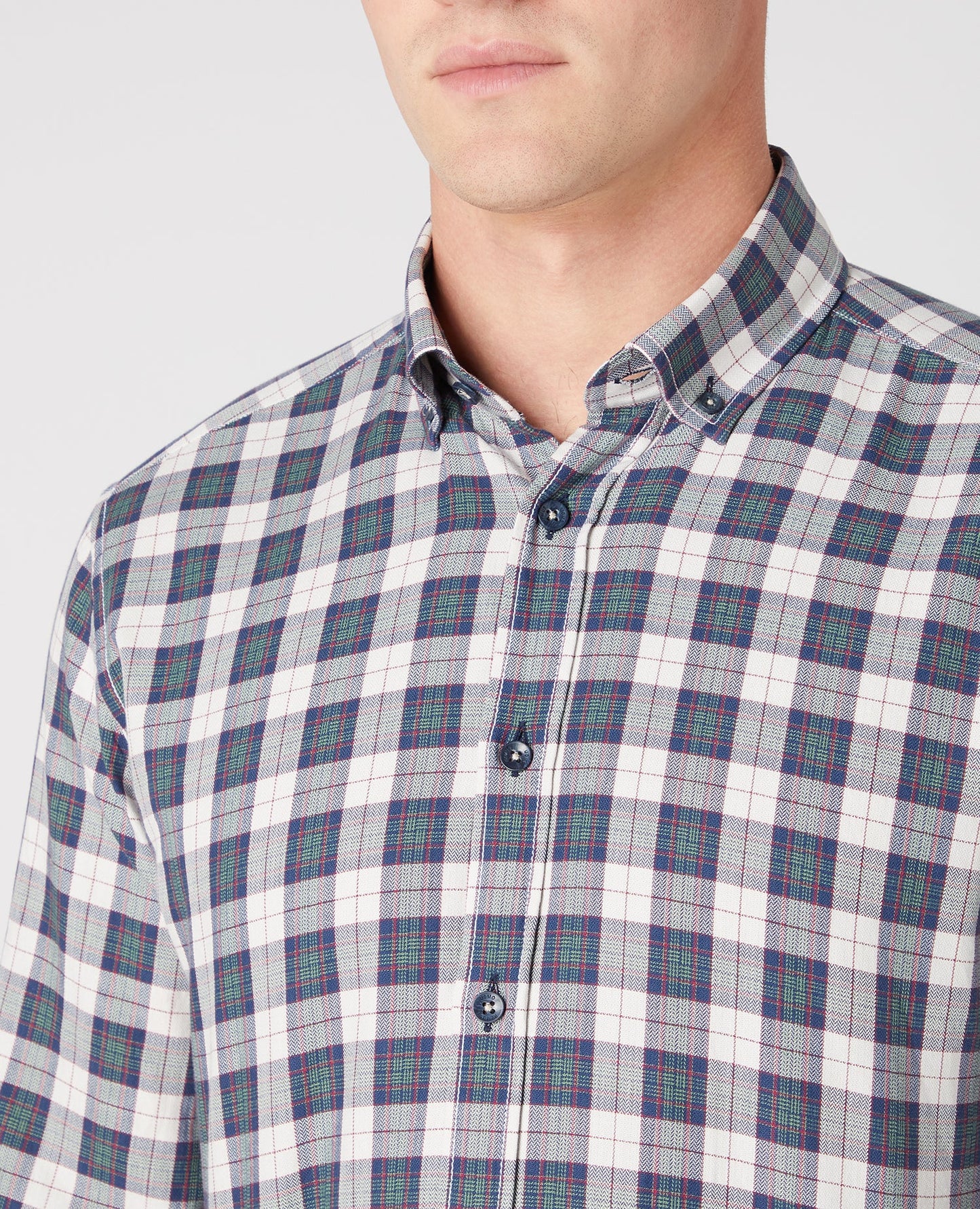 Tapered Fit Check Cotton Shirt