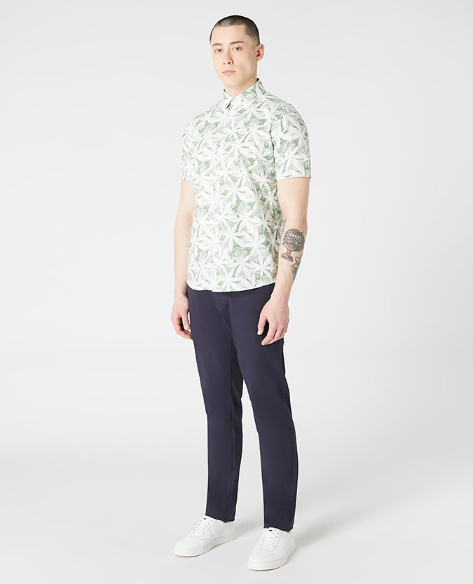 Tapered Fit Print Cotton Short Sleeve Shirt