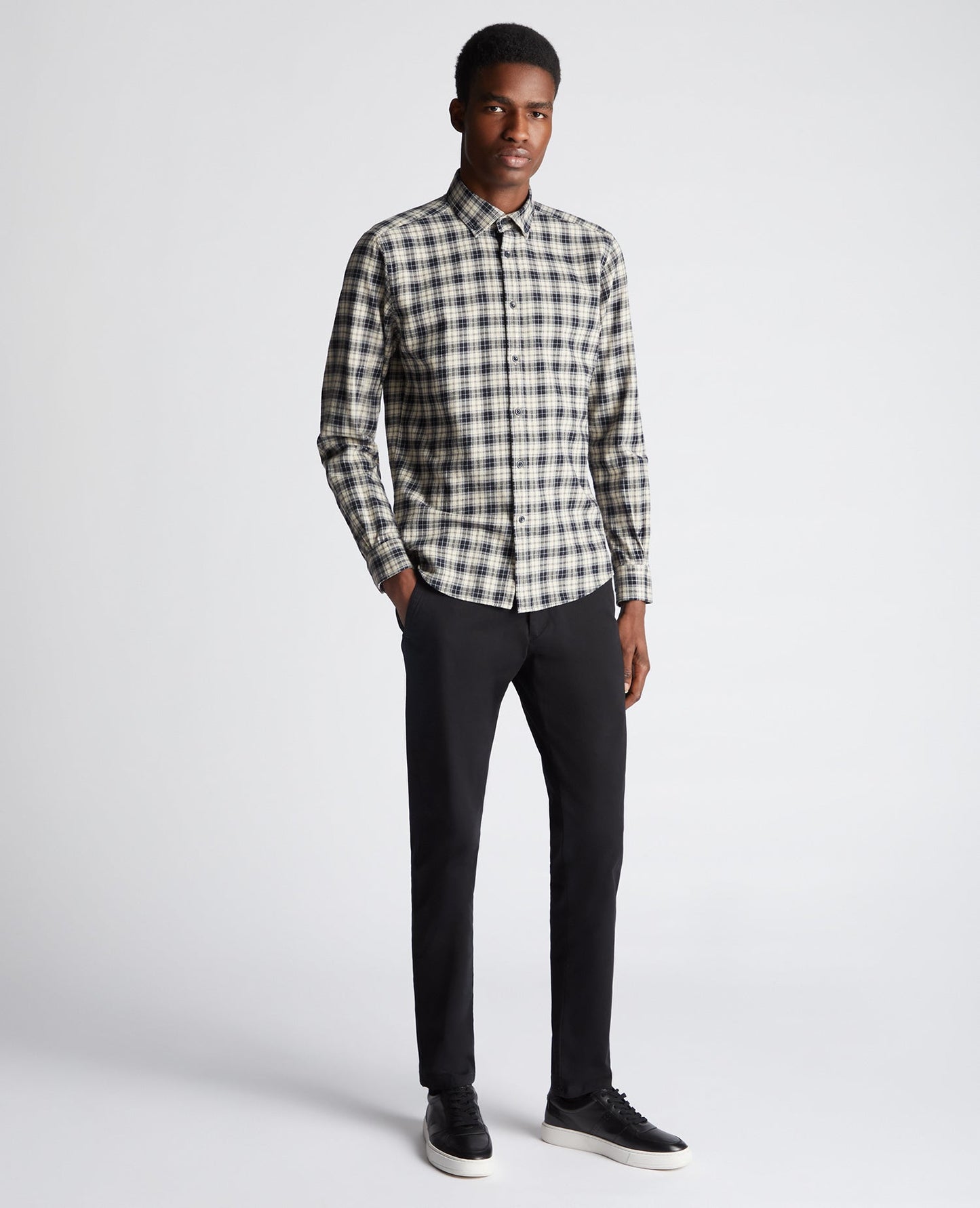 Tapered Fit Checked Cotton Shirt