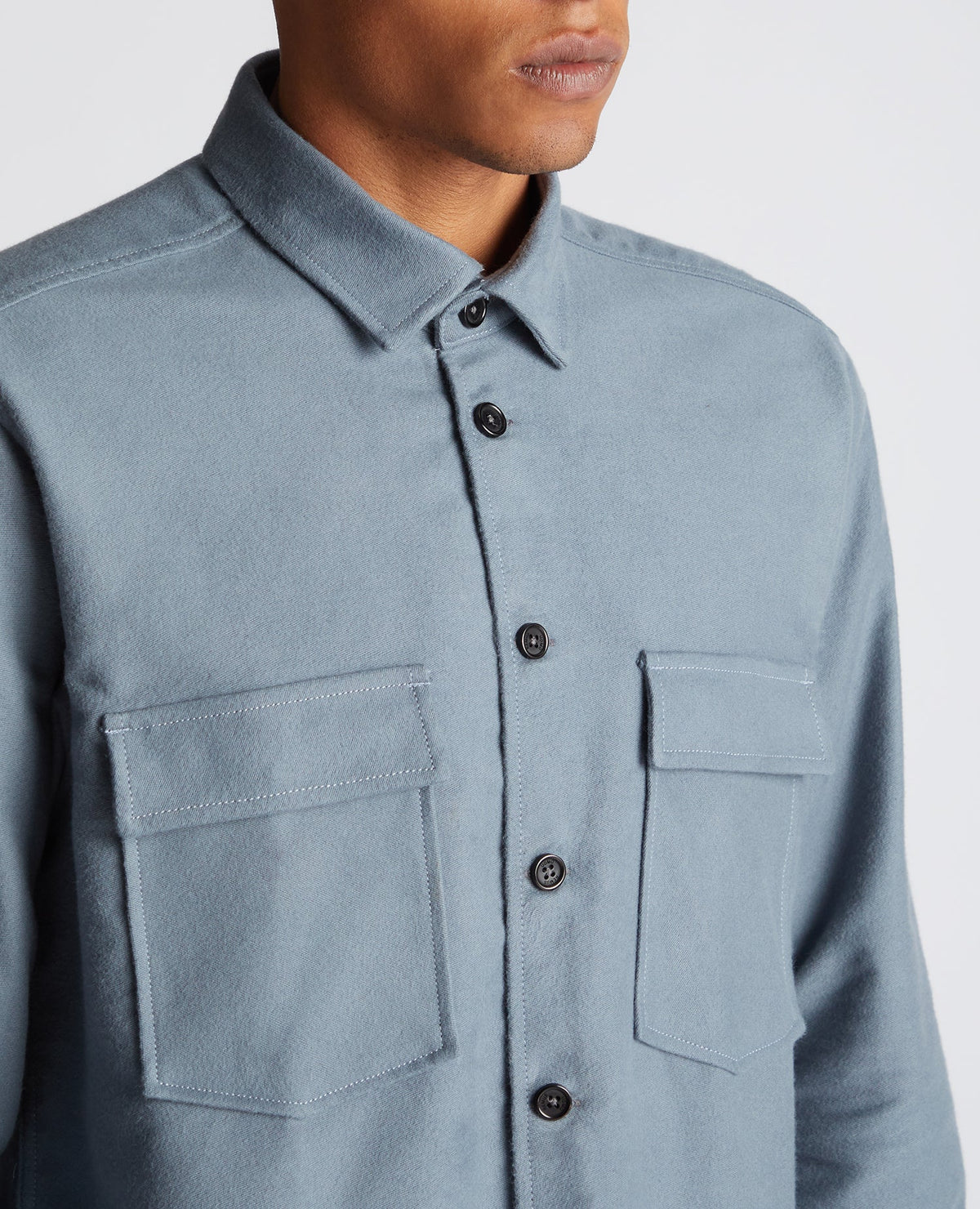 Man wearing a grey Regular Fit Heavyweight Cotton Overshirt