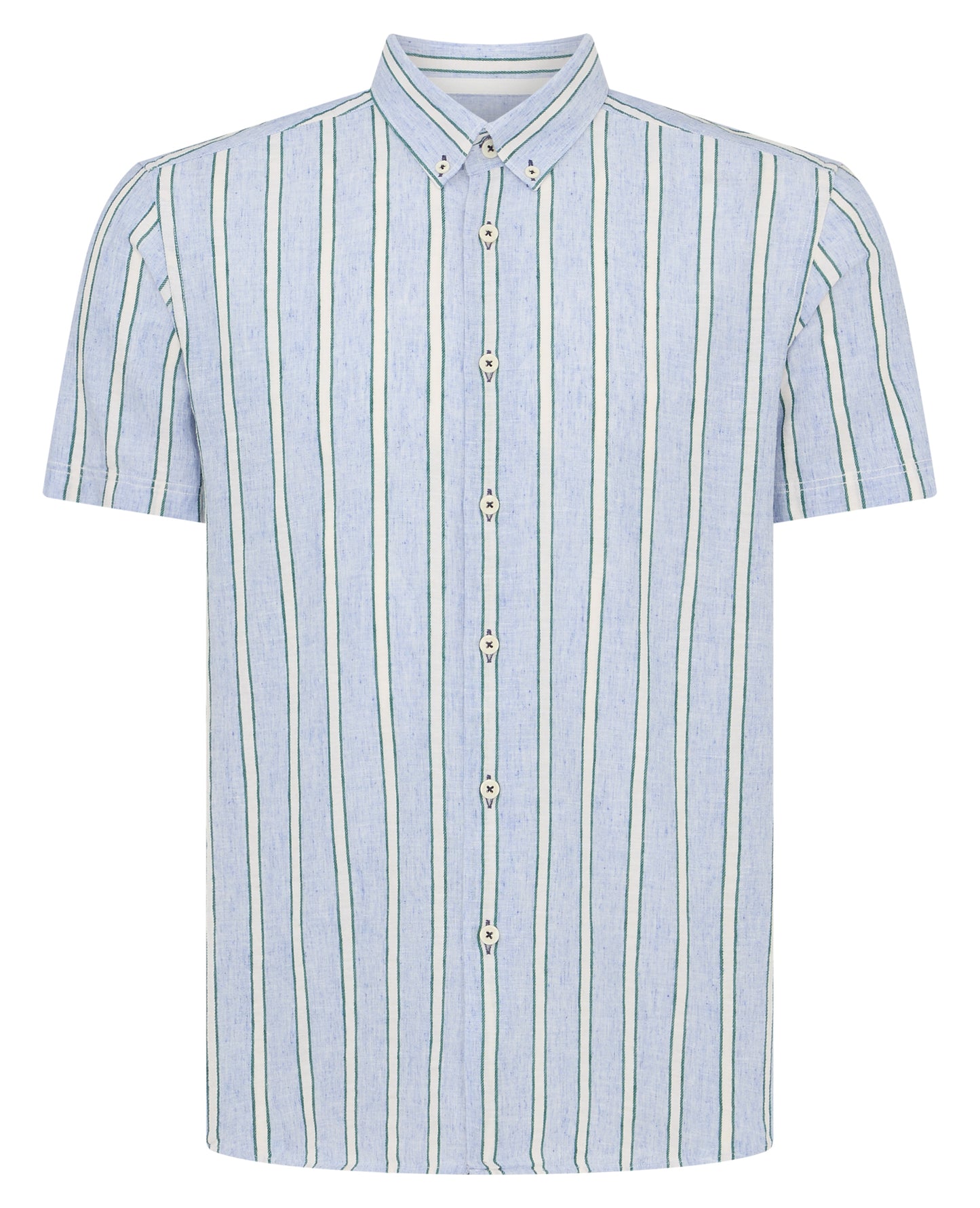 Slim Fit Striped Cotton-Linen Shirt