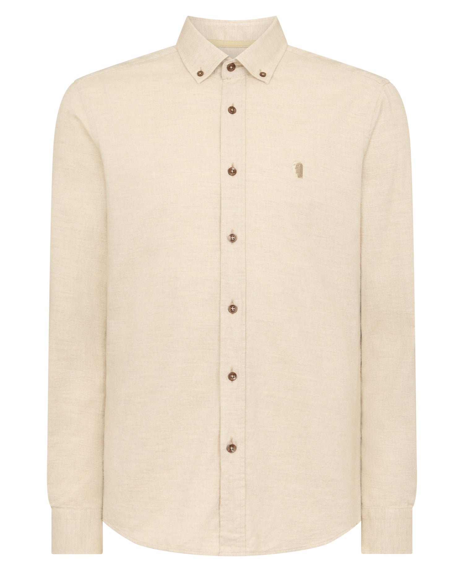 Man wearing a sand Tapered Fit Soft Cotton Shirt