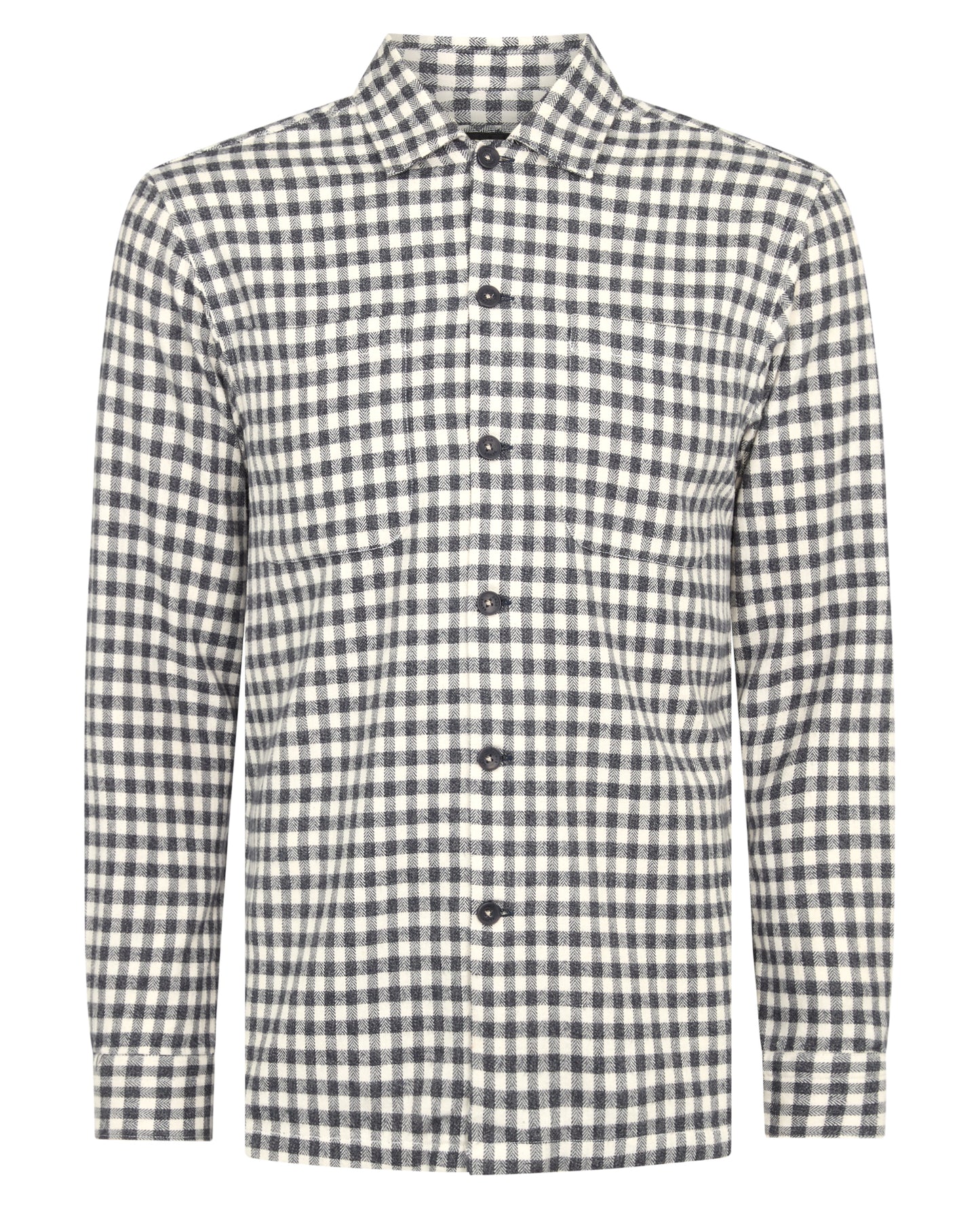 Man wearing a navy Tapered Fit Cotton Overshirt