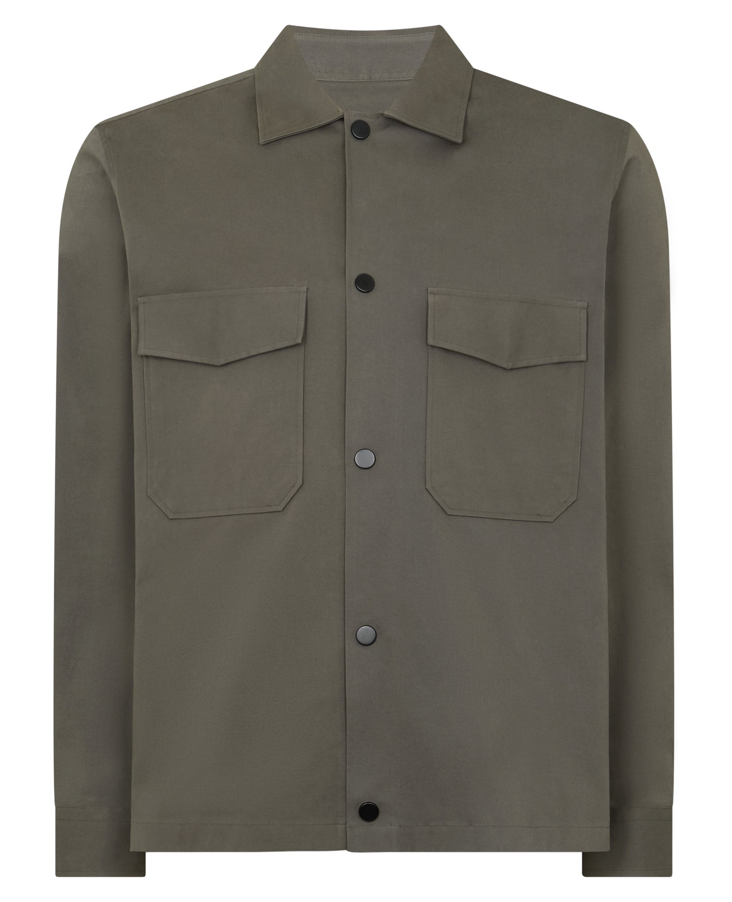 Man wearing a green Regular Fit Cotton Stretch Overshirt