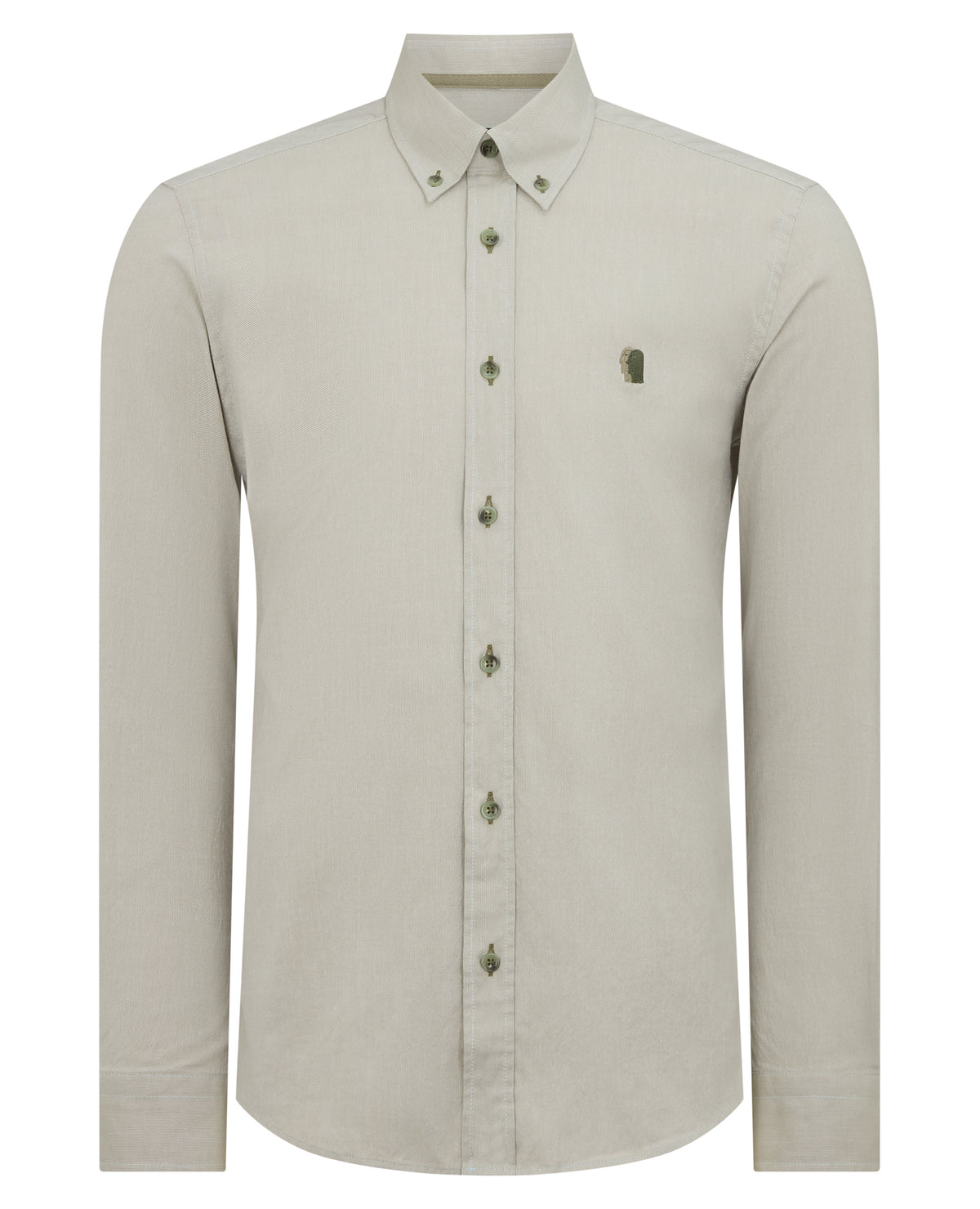 Man wearing a green Slim Fit Cotton Oxford Shirt
