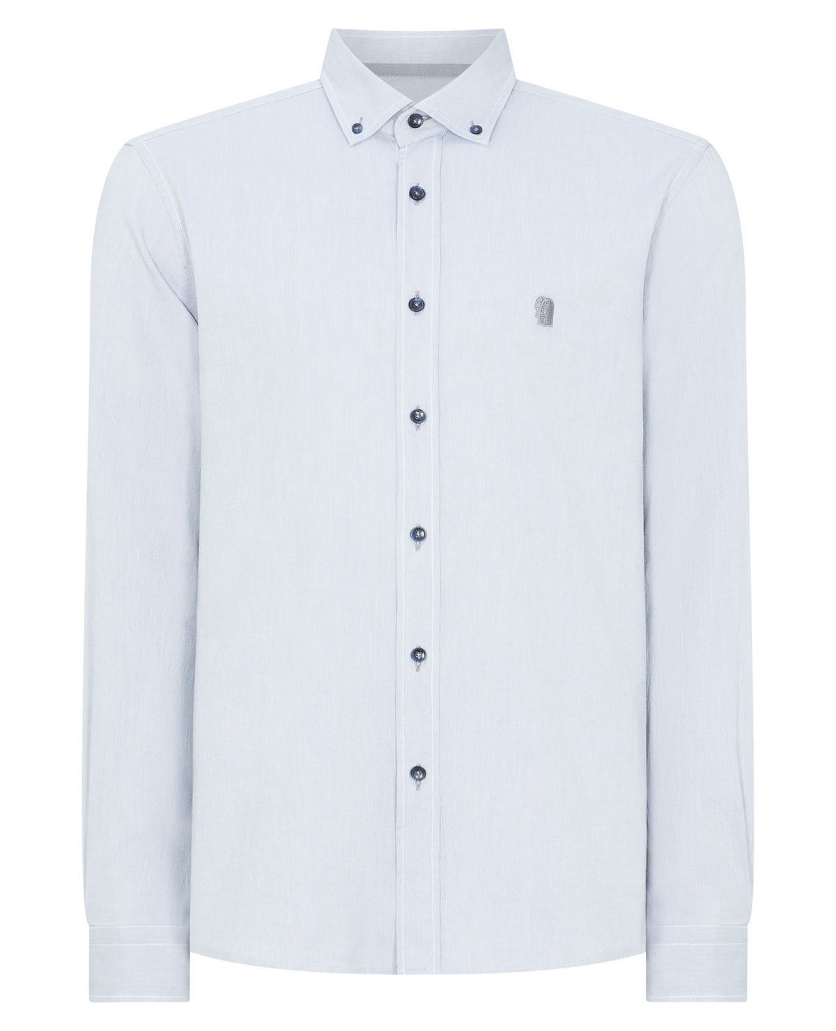 Man wearing a Grey casual shirt