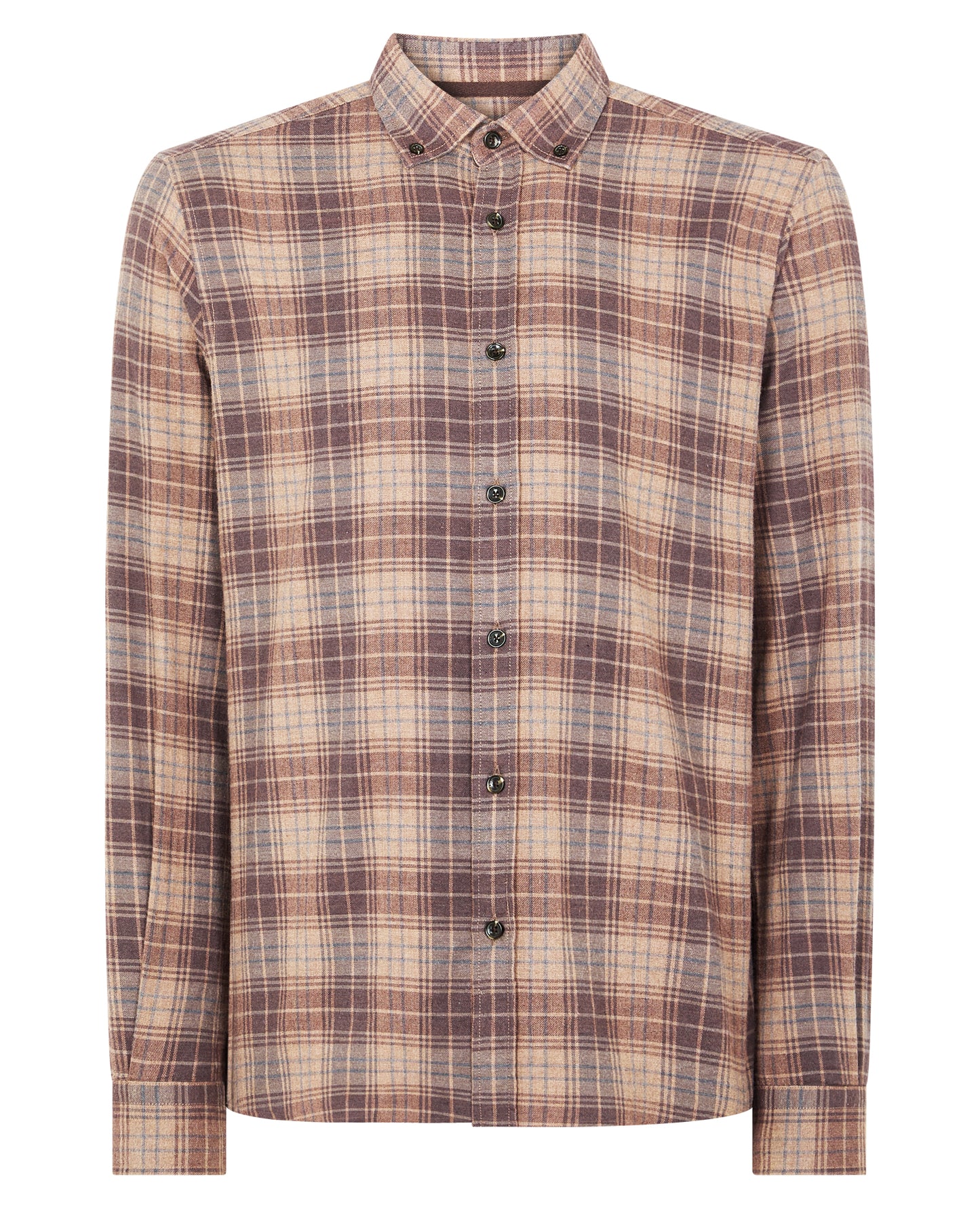 Tapered Fit Brown Check Shirt