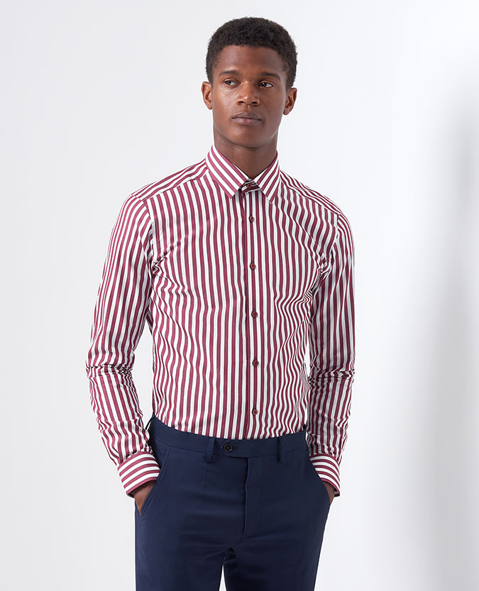 Slim Fit Striped Cotton Shirt