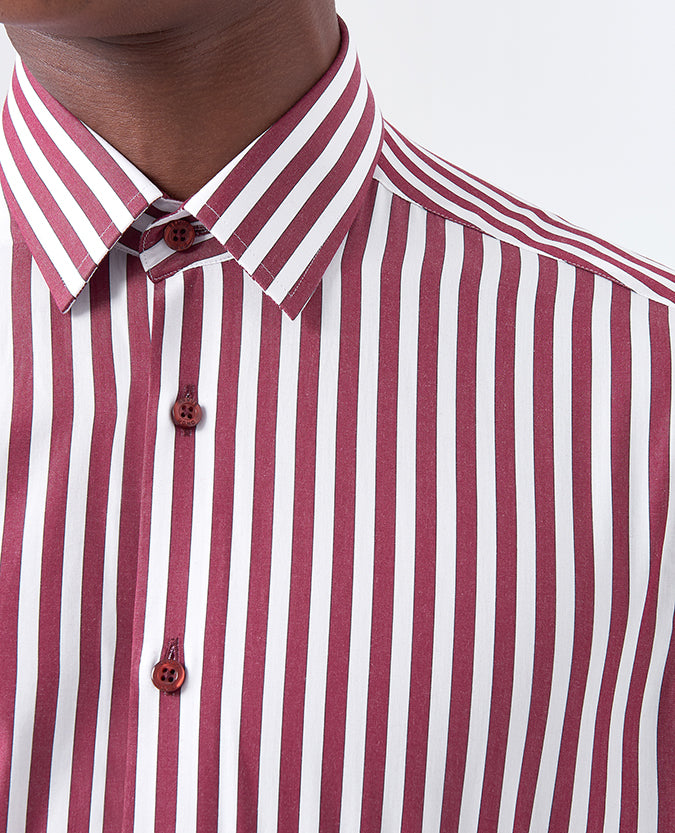 Slim Fit Striped Cotton Shirt