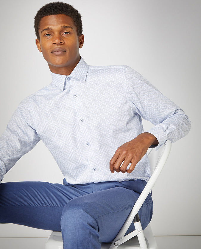 Tapered Fit Printed Cotton Shirt