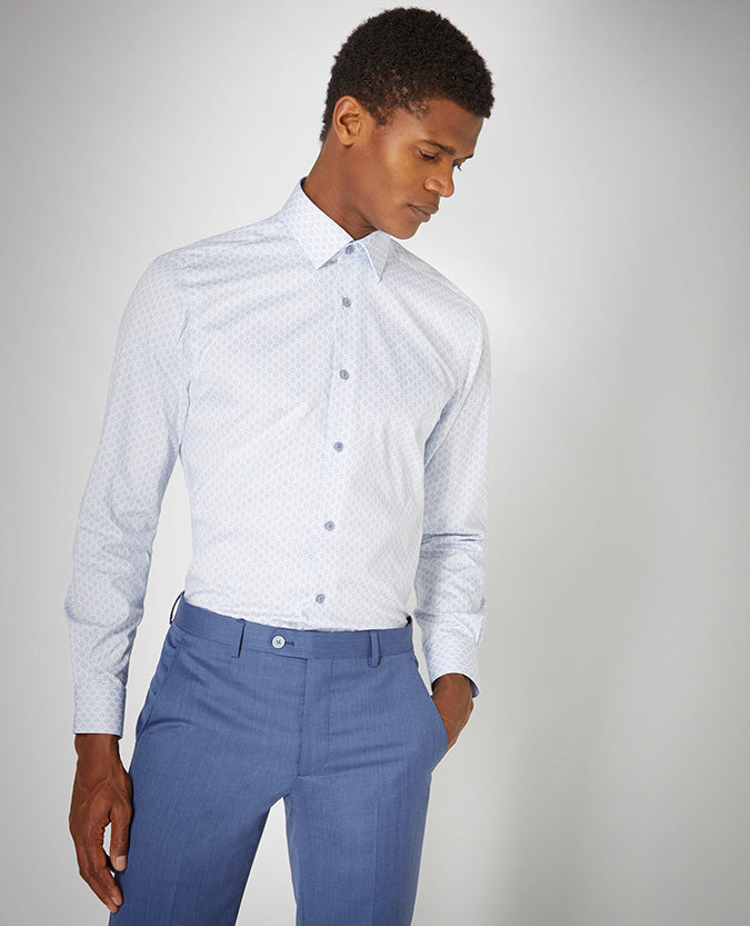 Tapered Fit Printed Cotton Shirt