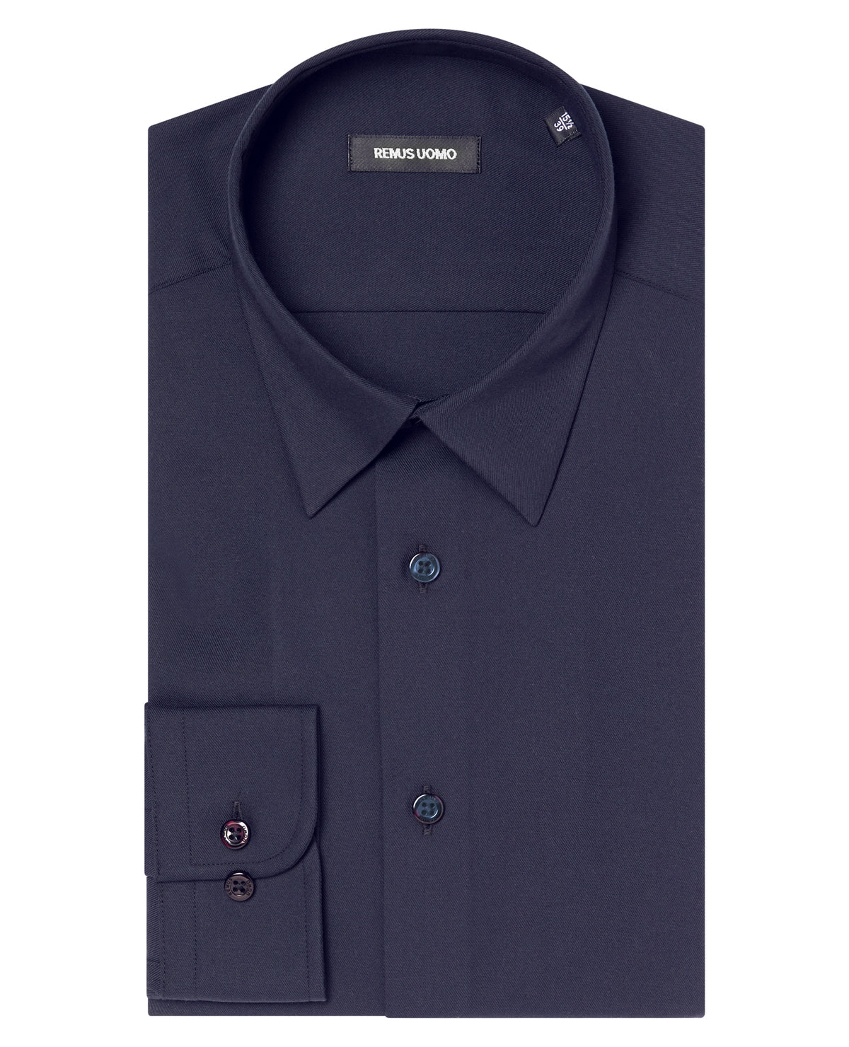 Man wearing a navy Regular Fit Fine Twill Comfort Shirt