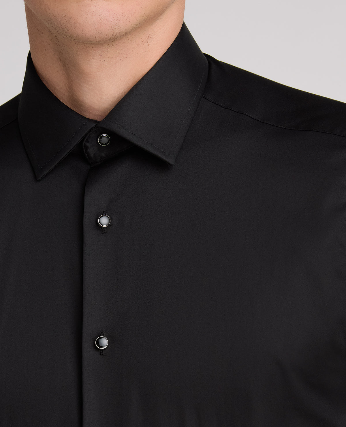 Black Tapered Fit Cotton Evening Shirt