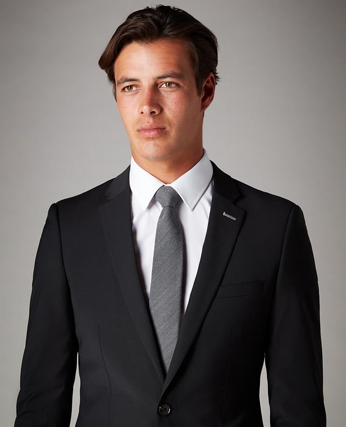 grey Wool-Silk Narrow Tie