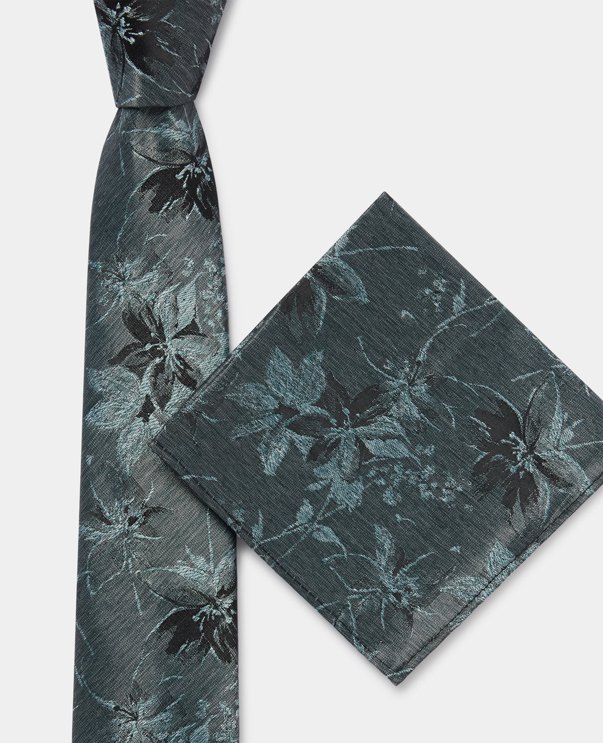 Man wearing a green Shaded Floral Print Tie