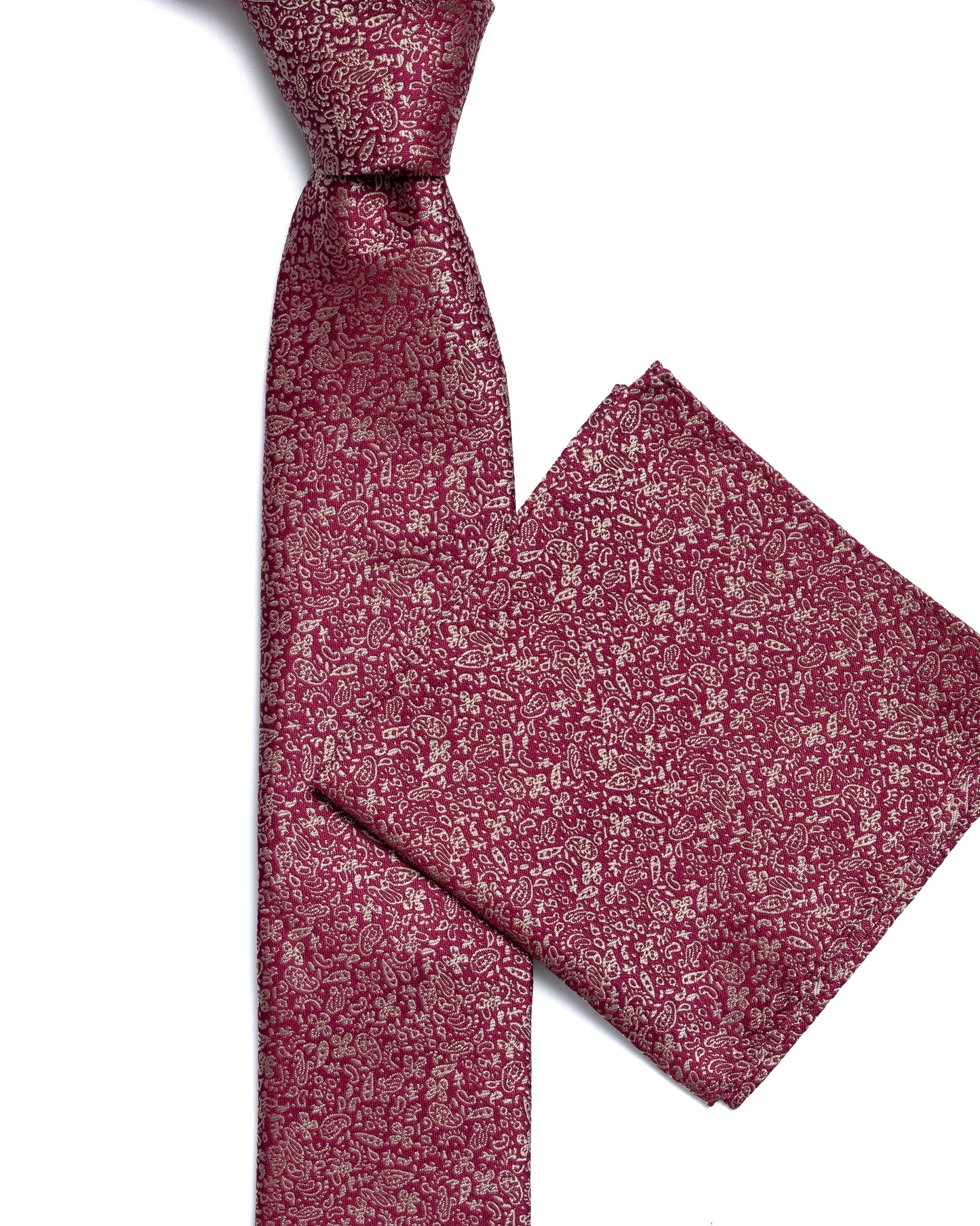 Dark Red Micro Pattern Print Tie