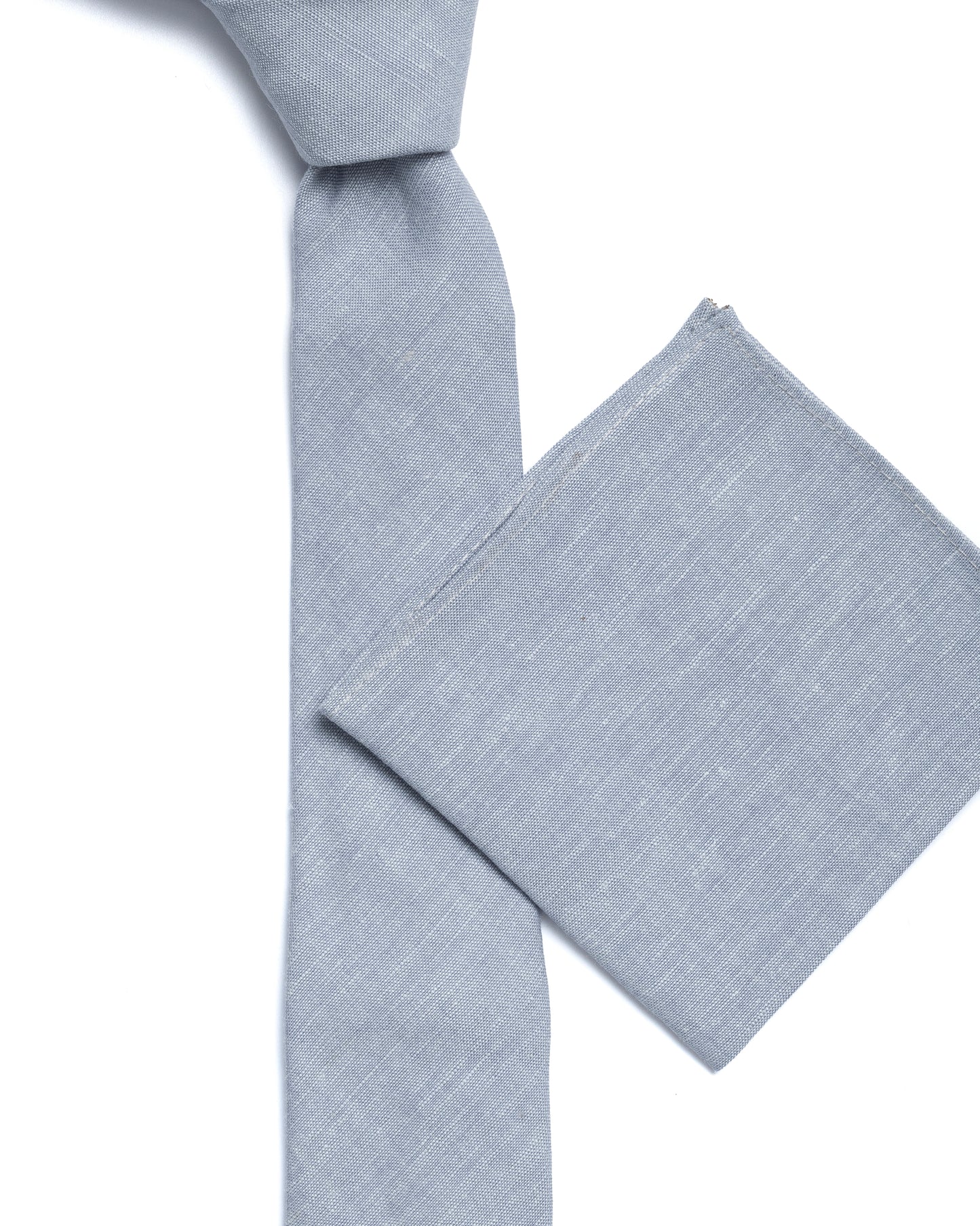 Blue Plain Linen Blend Tie