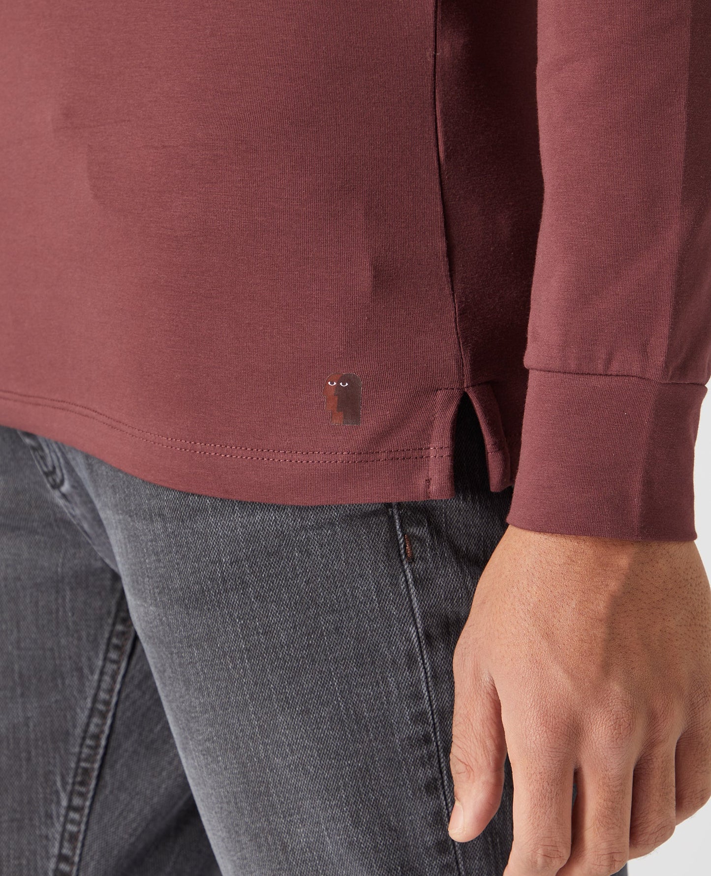 Tapered Fit Cotton-Stretch Long Sleeve T-Shirt