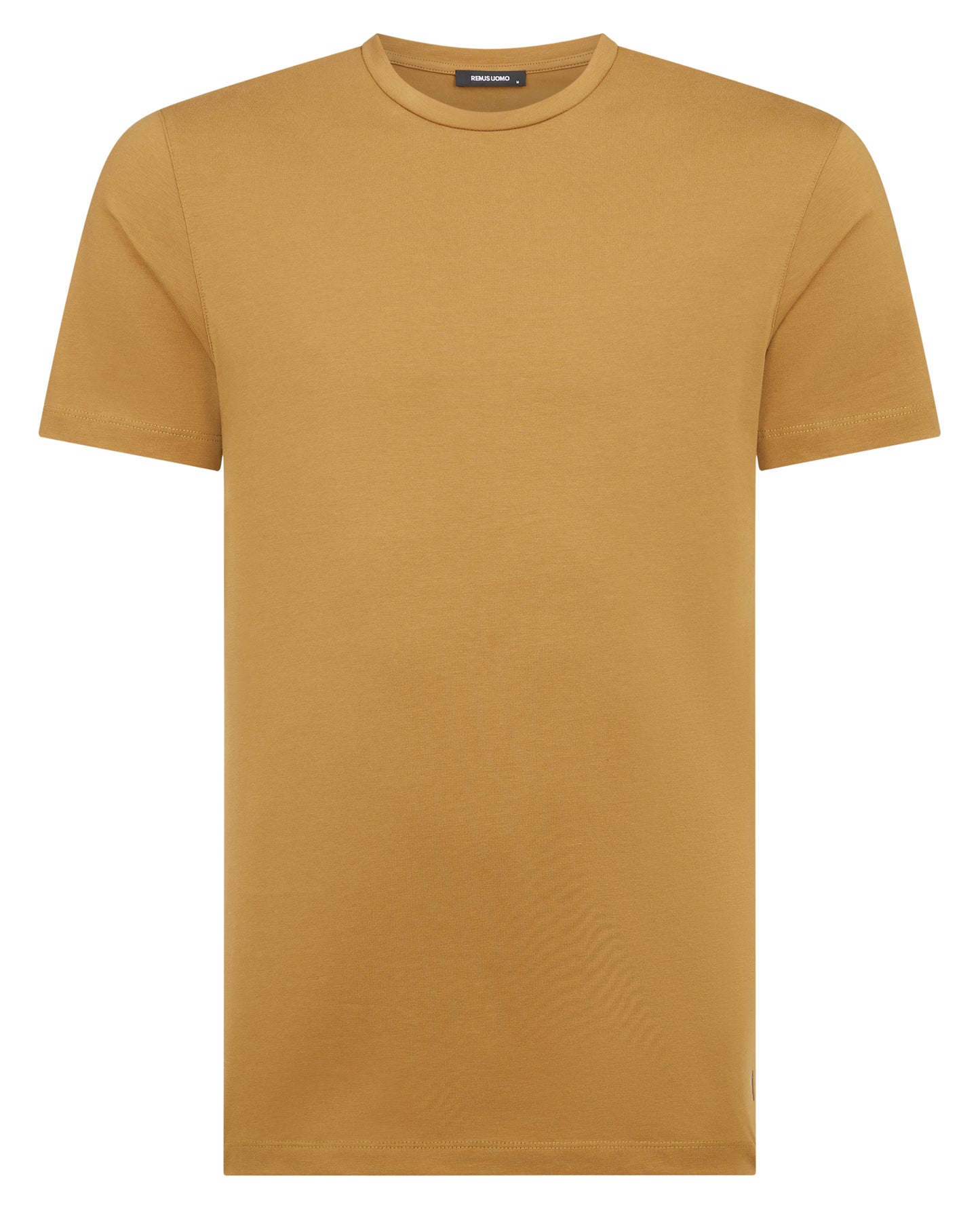 Man wearing a orange Tapered Fit Cotton-Stretch T-Shirt