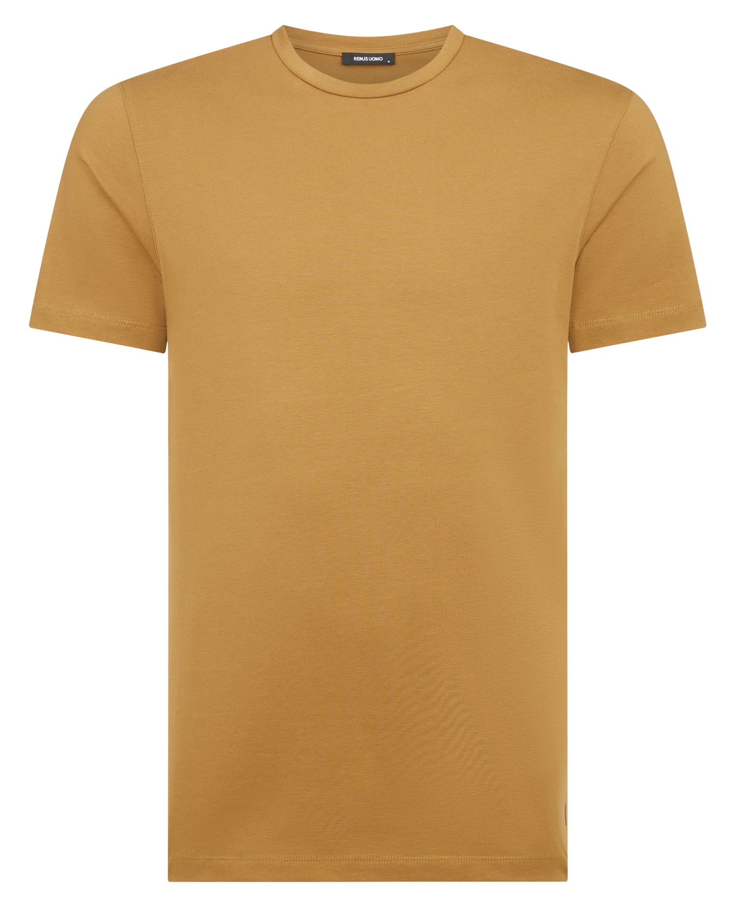 Man wearing a orange Tapered Fit Cotton-Stretch T-Shirt