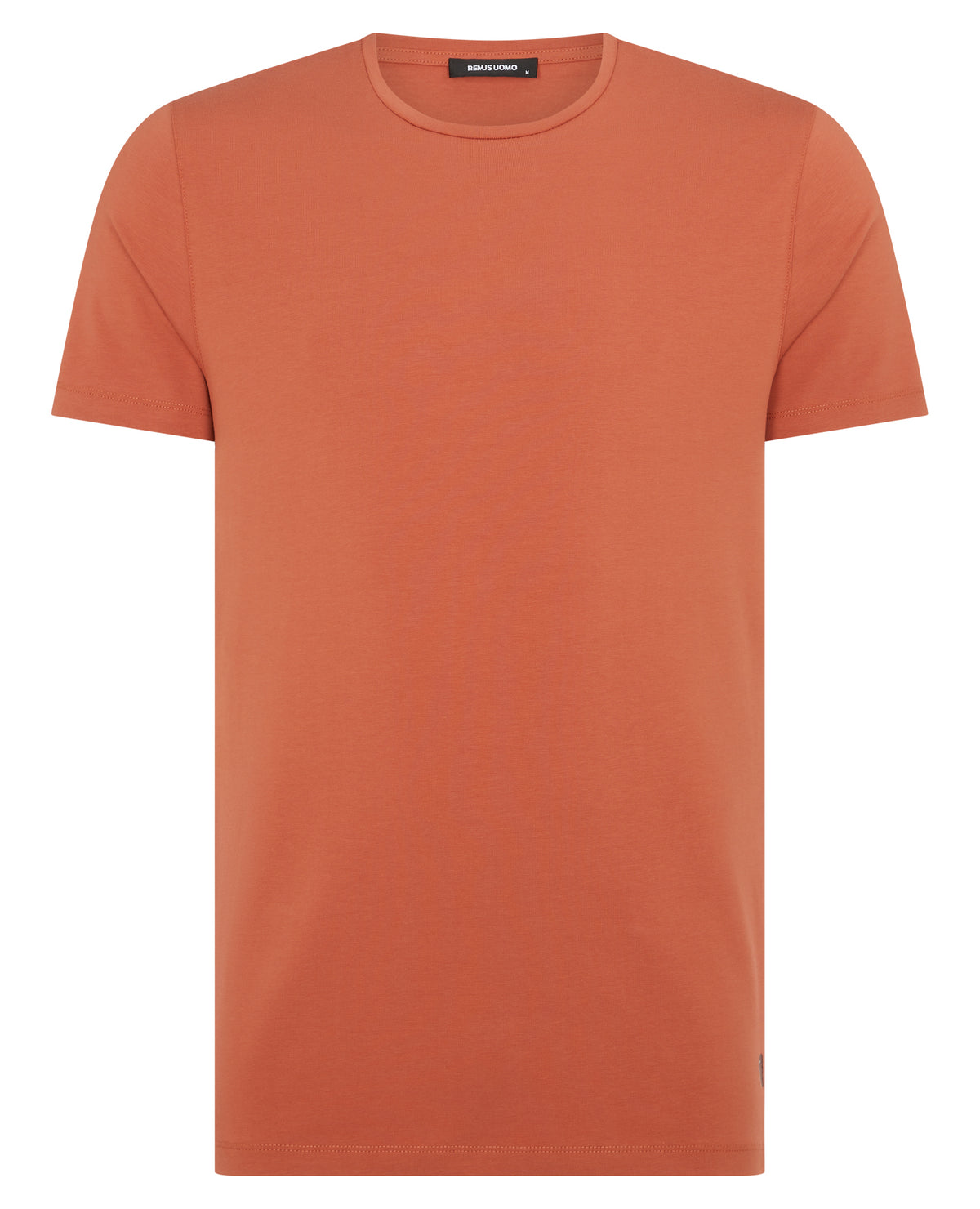 Man wearing a orange Tapered Fit Cotton-Stretch T-Shirt