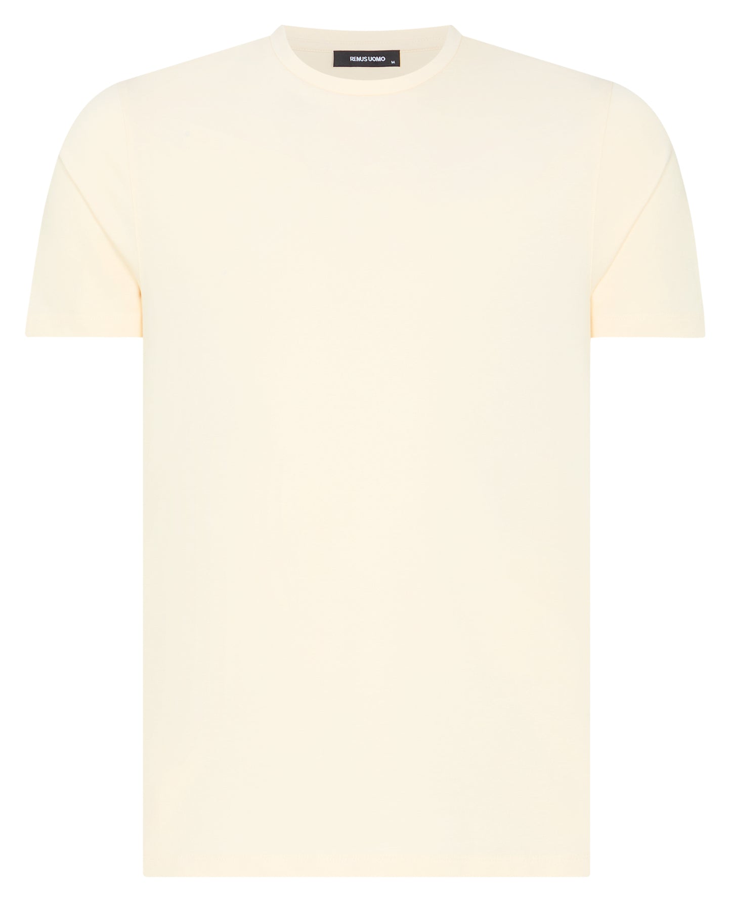 Man wearing a cream t-shirt
