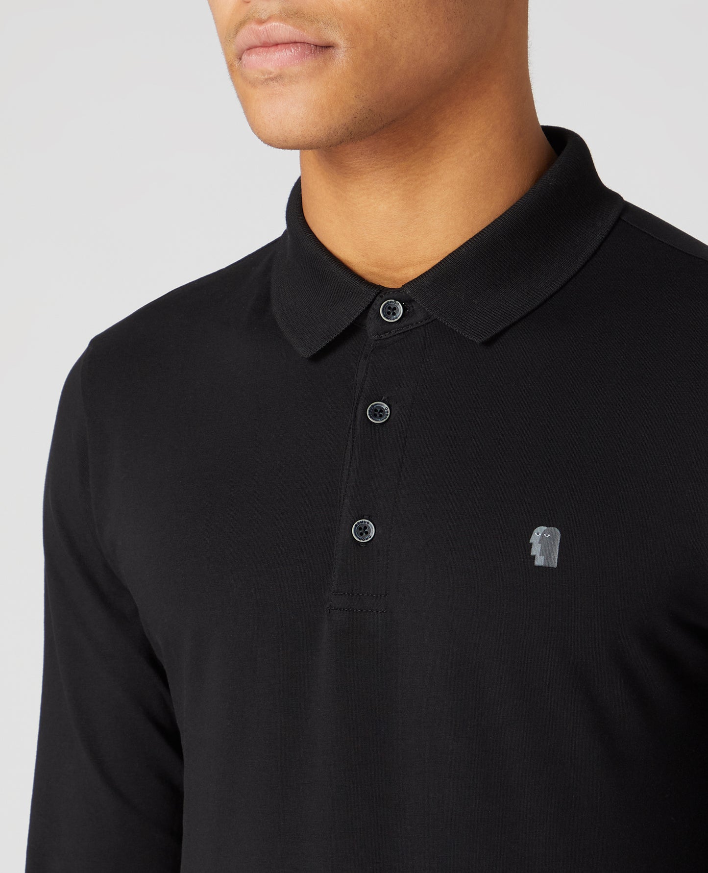 Tapered Fit Cotton-Stretch Long-Sleeve Polo Shirt