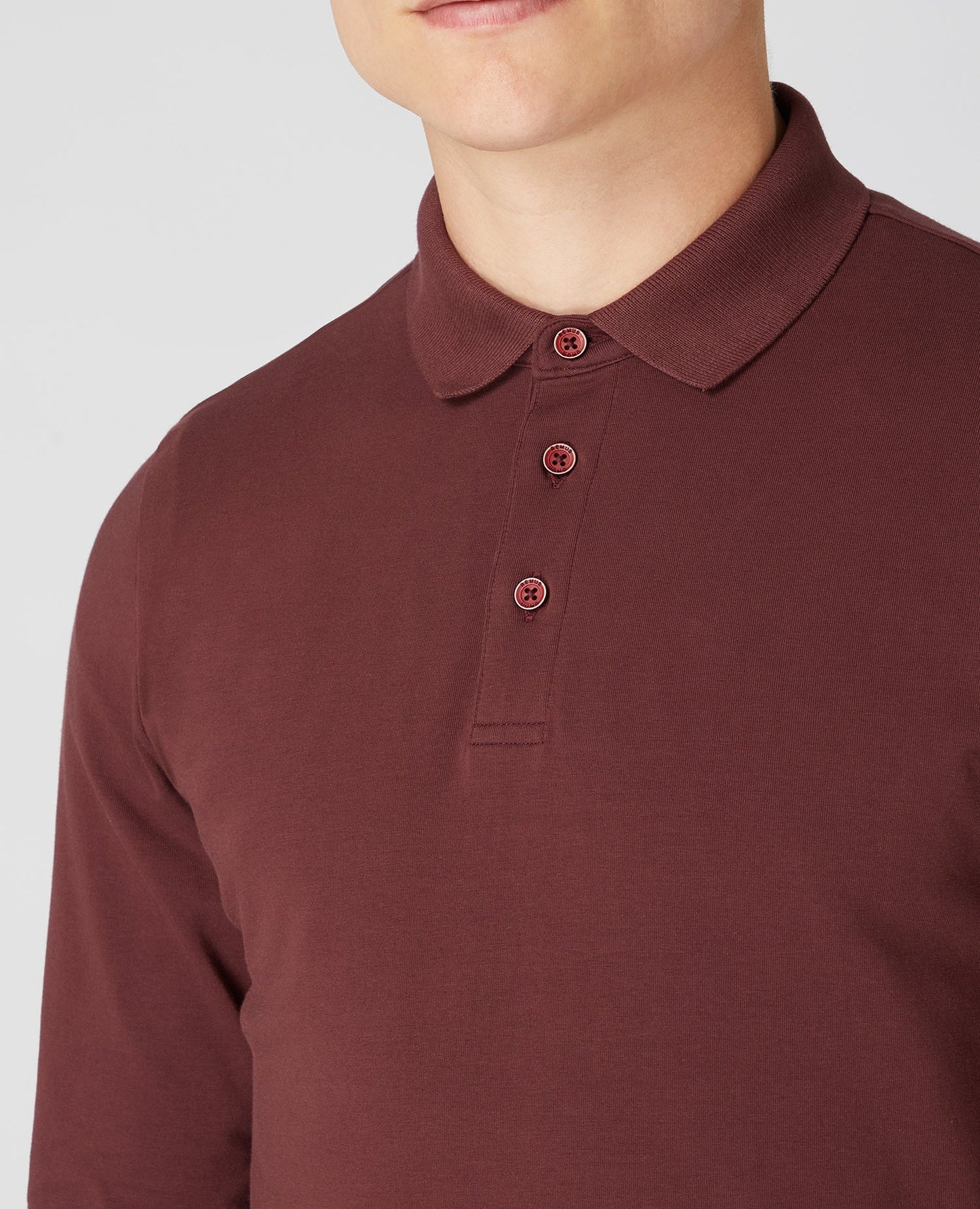 Tapered Fit Cotton-Stretch Long-Sleeve Polo Shirt