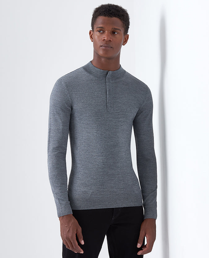 Slim Fit Merino Wool-Blend Half-Zip Sweater – Remus Uomo