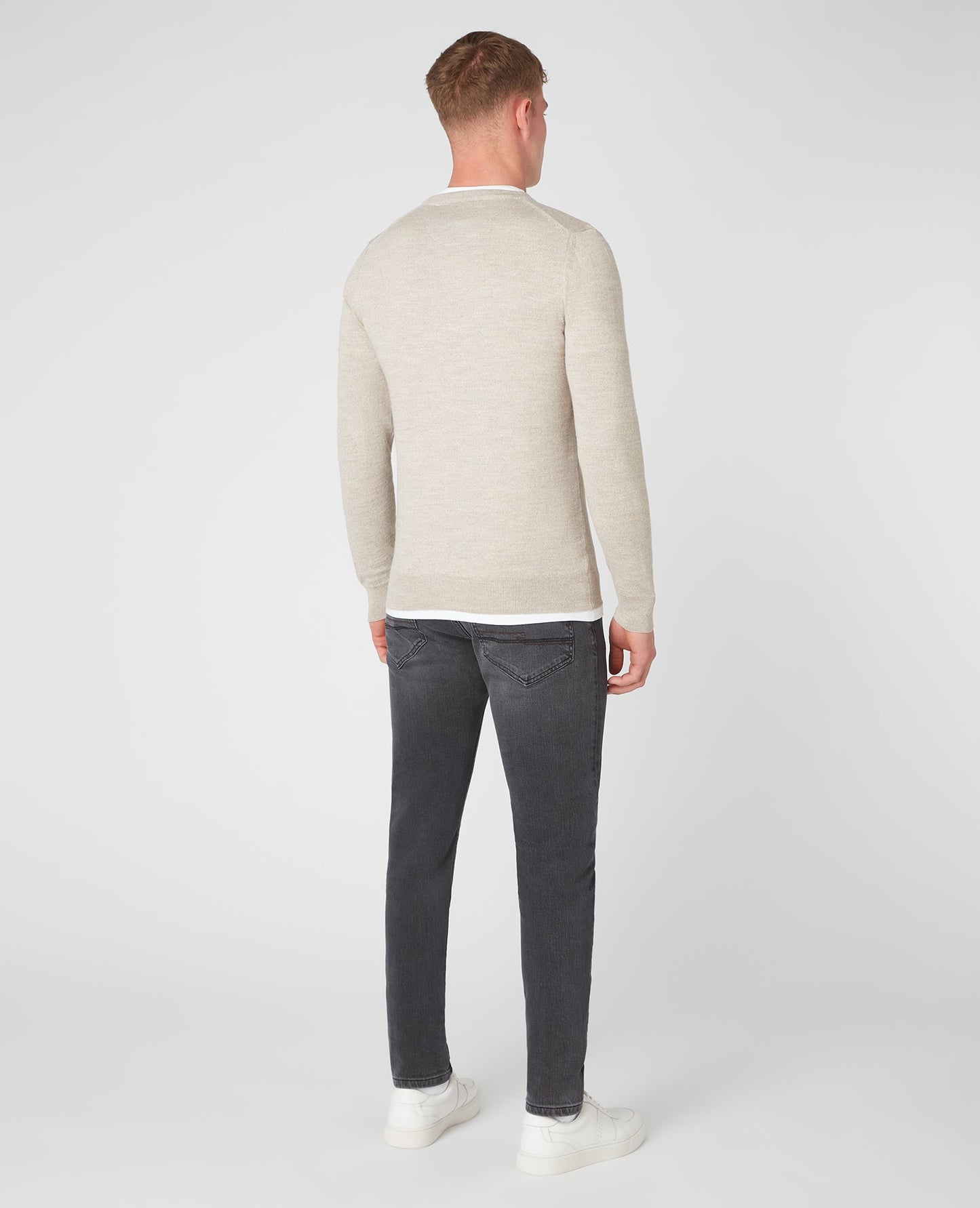 Tapered Fit Merino Wool-Blend Crew Neck Sweater
