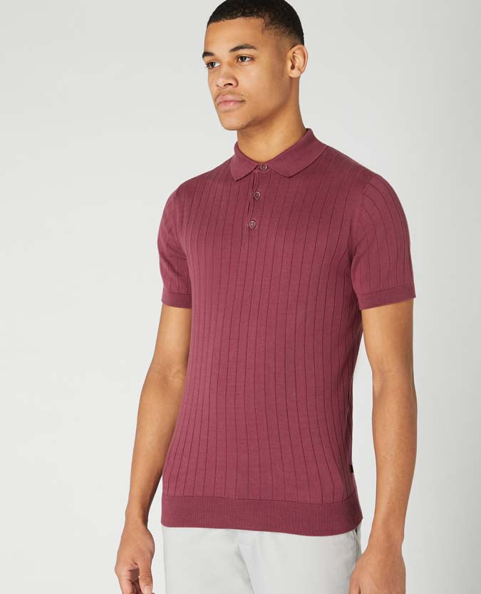 Slim Fit Knitted Cotton Short Sleeve Polo Shirt