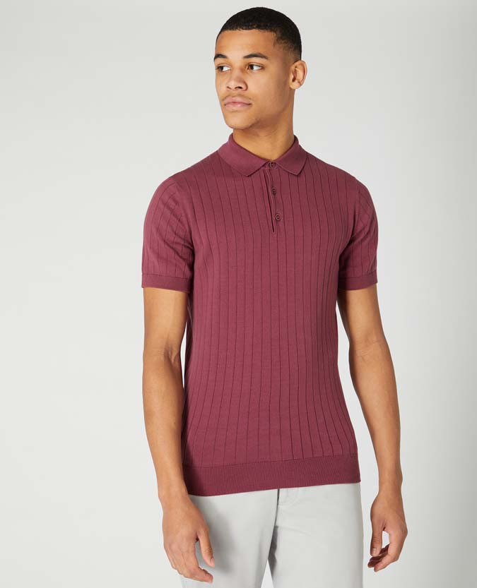 Slim Fit Knitted Cotton Short Sleeve Polo Shirt