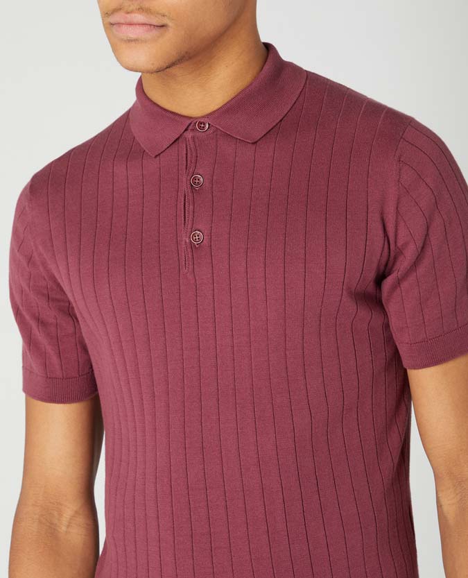 Slim Fit Knitted Cotton Short Sleeve Polo Shirt