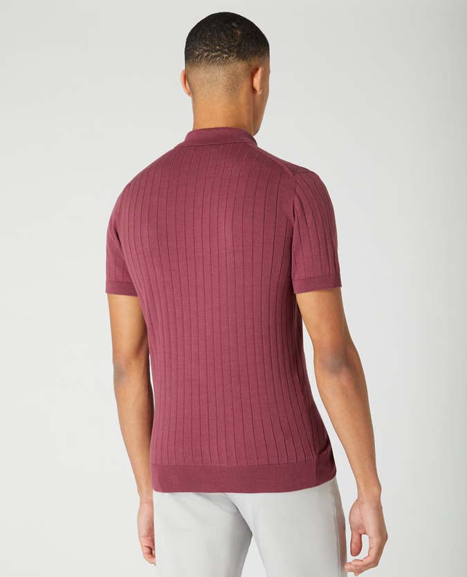 Slim Fit Knitted Cotton Short Sleeve Polo Shirt