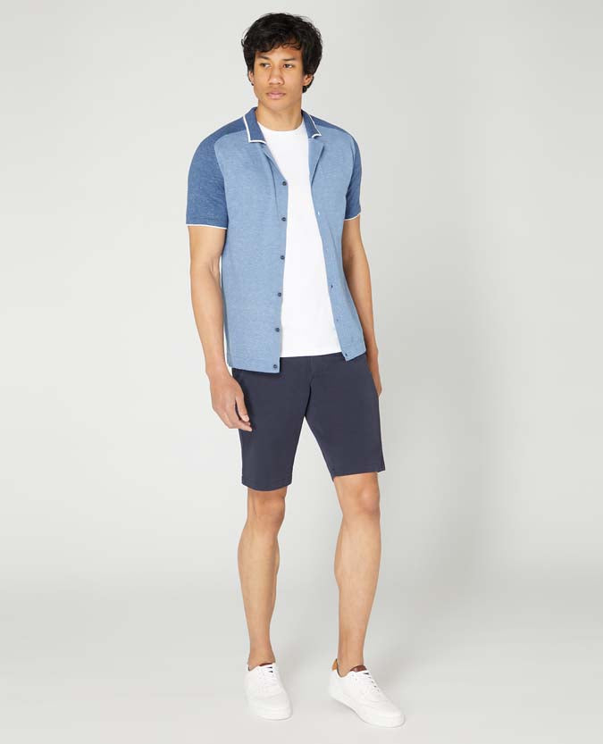 Slim Fit Knitted Cotton Short Sleeve Shirt
