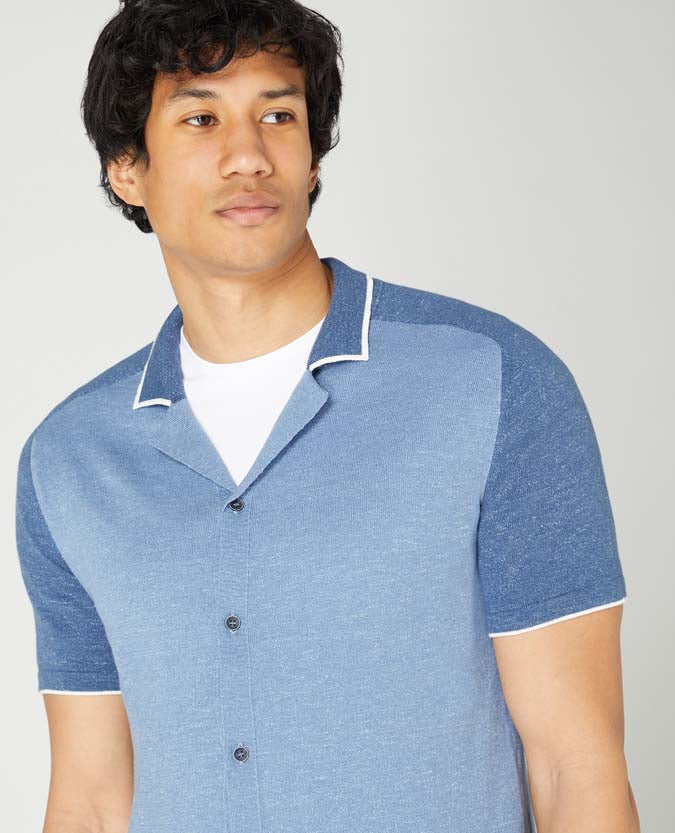 Slim Fit Knitted Cotton Short Sleeve Shirt