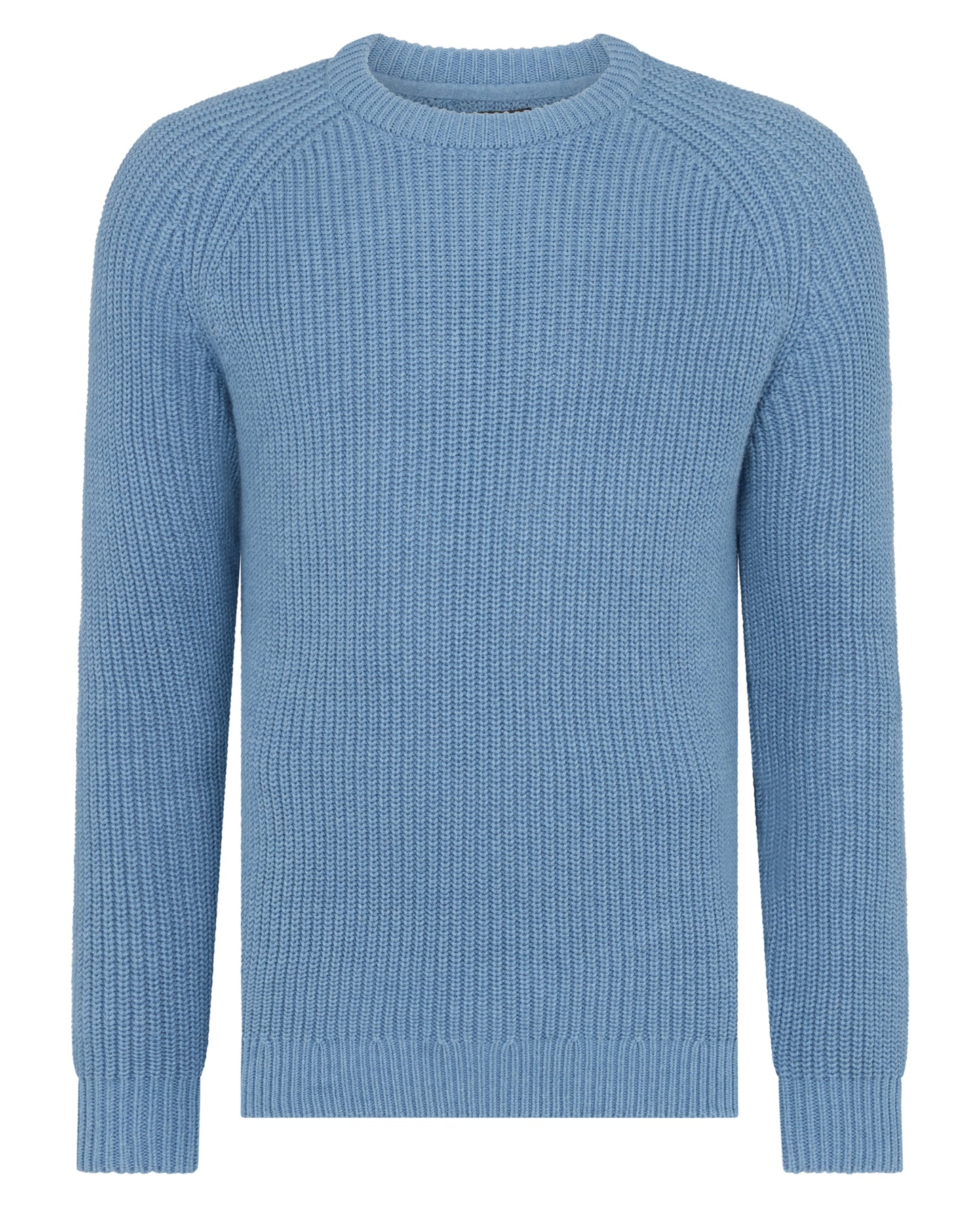 Man wearing a blue Tapered Fit Cotton Crew Neck