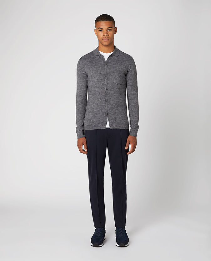 Slim Fit Merino Wool-Blend Knitted Shirt