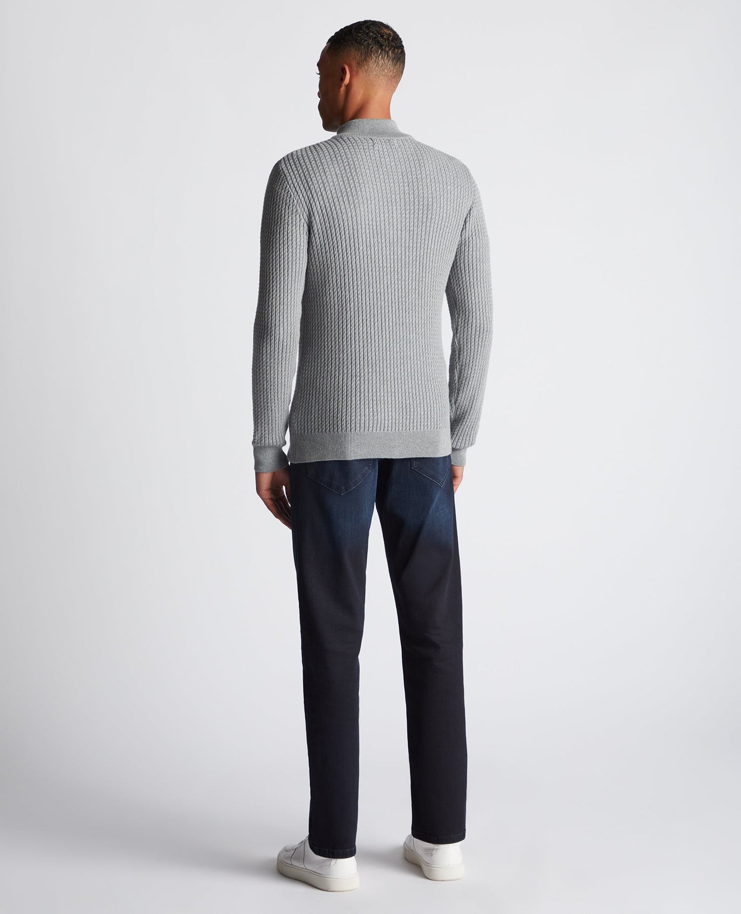 Tapered Fit Cotton Half Zip Sweater